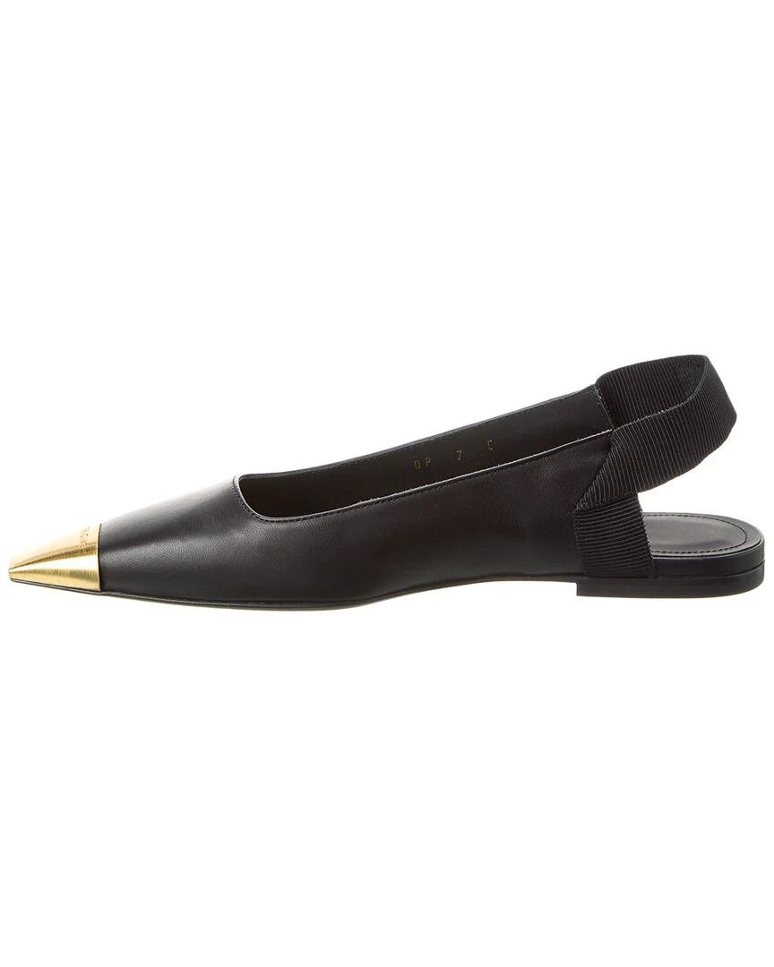 Salvatore Ferragamo o1s1rm0924 Alhena Leather Slingback Flat in Black Size US 7.5 / IT 37.5 - 1 Thumbnail