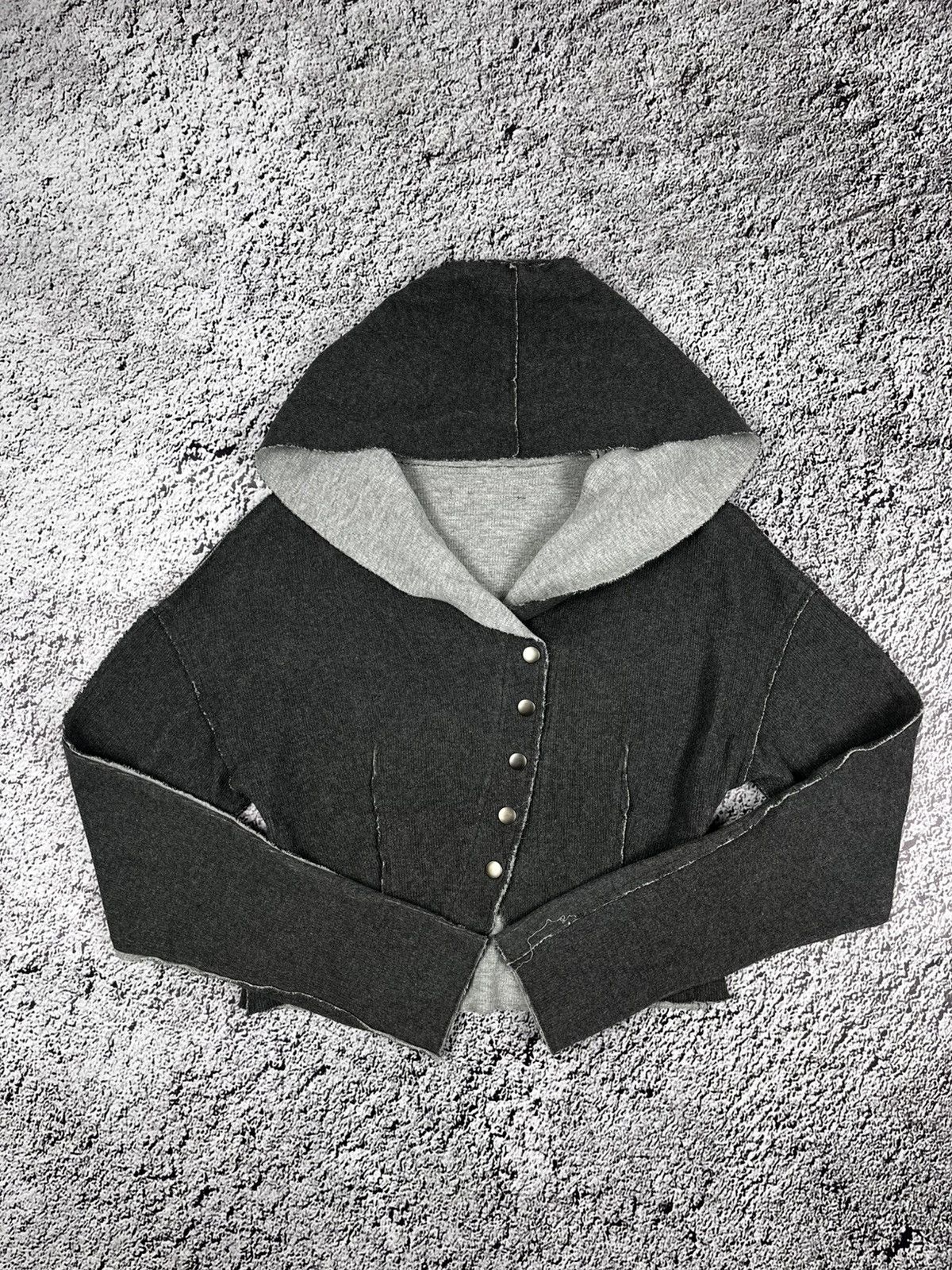 Vintage Y2K patchwork cropped hooded jacket cardigan size XS