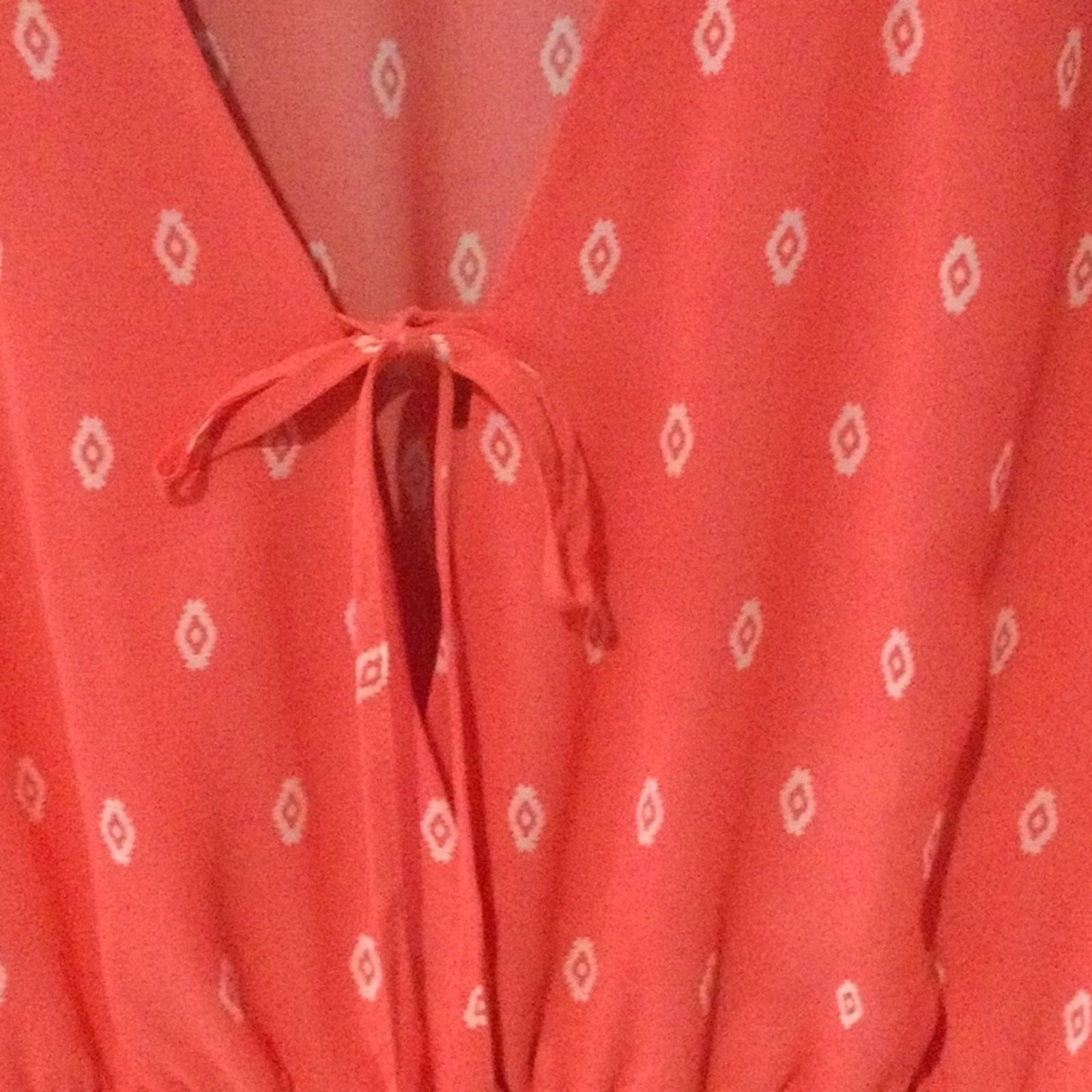 Other Love Tree Salmon & White V-neck Tie Shorts Romper M Size 30" / US 8 / IT 44 - 5 Thumbnail