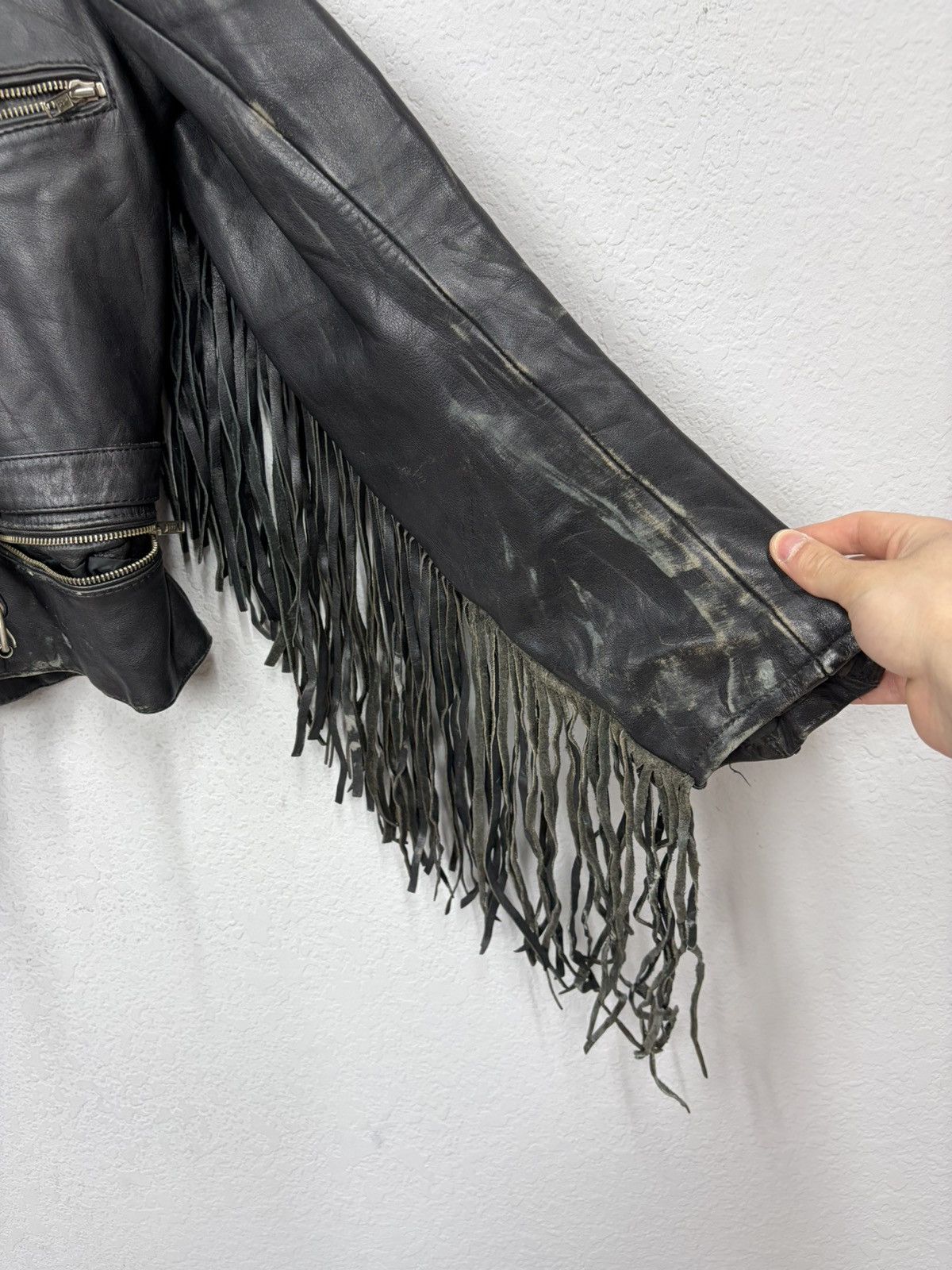 Hedi Slimane VTG Distressed Black Leather Biker Jacket Rick Owens Vibe Size US S / EU 44-46 / 1 - 23 Thumbnail