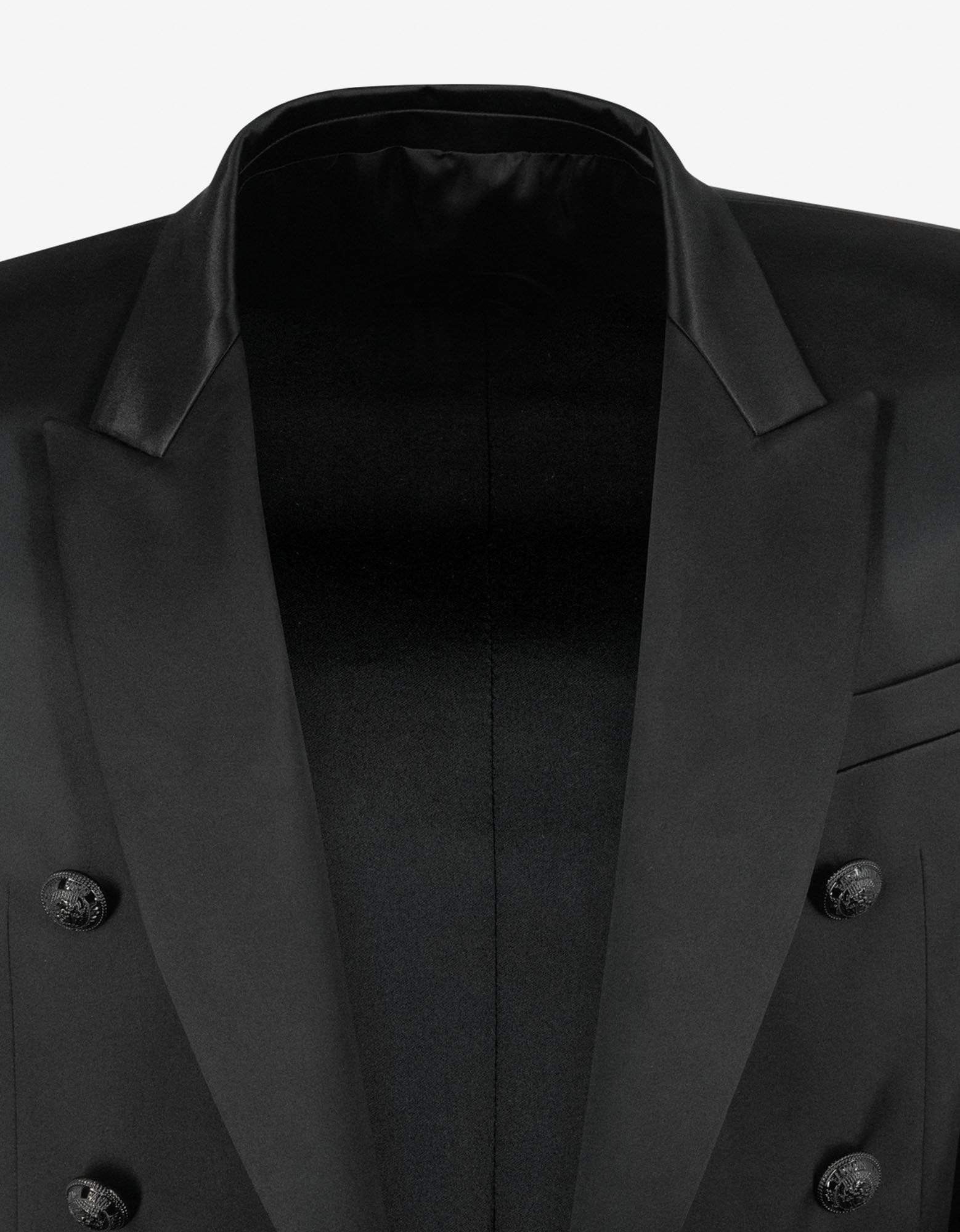 Balmain Balmain Black Double-Breasted Silk Blazer Size 54R - 5 Thumbnail