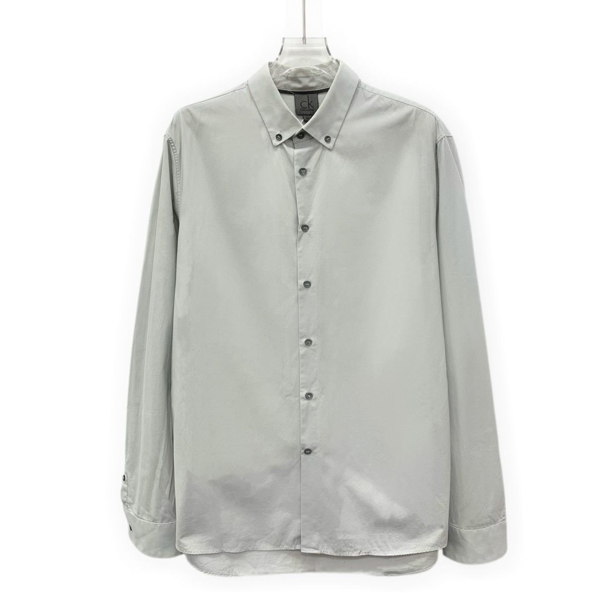 Calvin Klein Calvin Klein Grey Cotton Collared Long Sleeve Shirt Size US M / EU 48-50 / 2 - 1 Thumbnail