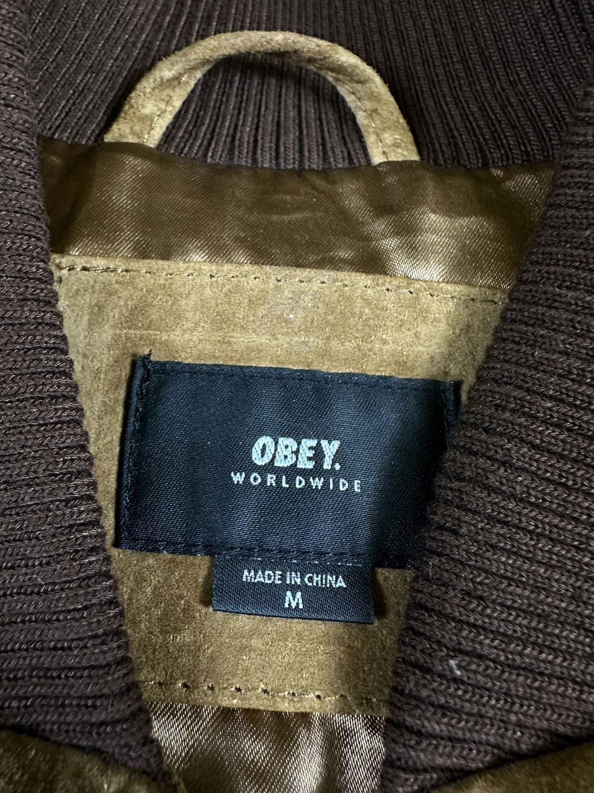 Obey Obey Suede Leather Boxy Bomber Jacket Size US M / EU 48-50 / 2 - 15 Thumbnail