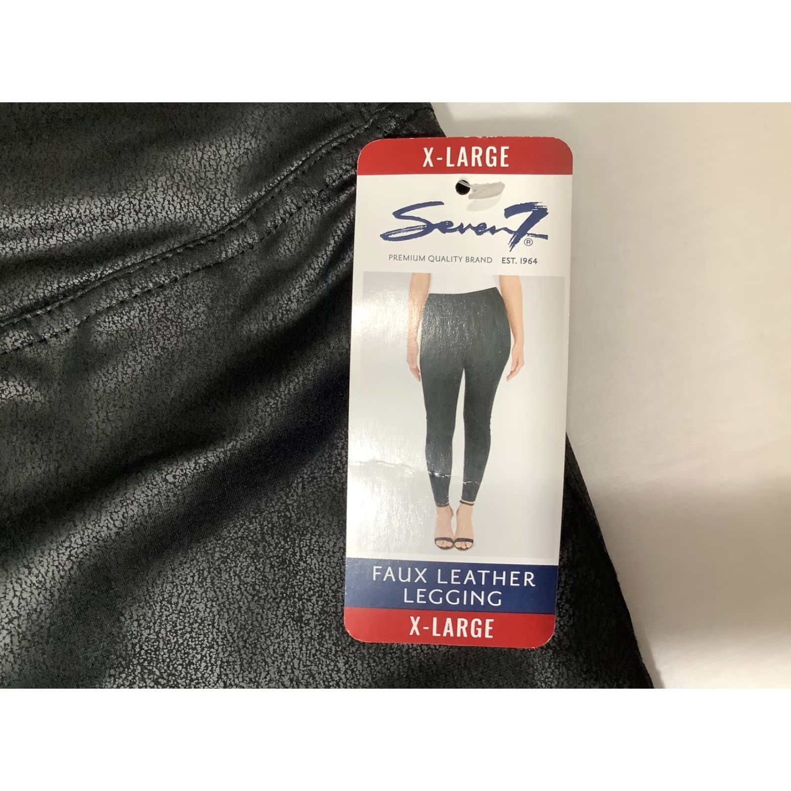 Vintage Seven7 Faux Leather Legging Womens XL Black High Rise Stretch Pants X-Large New Size 40" / US 18 - 6 Thumbnail