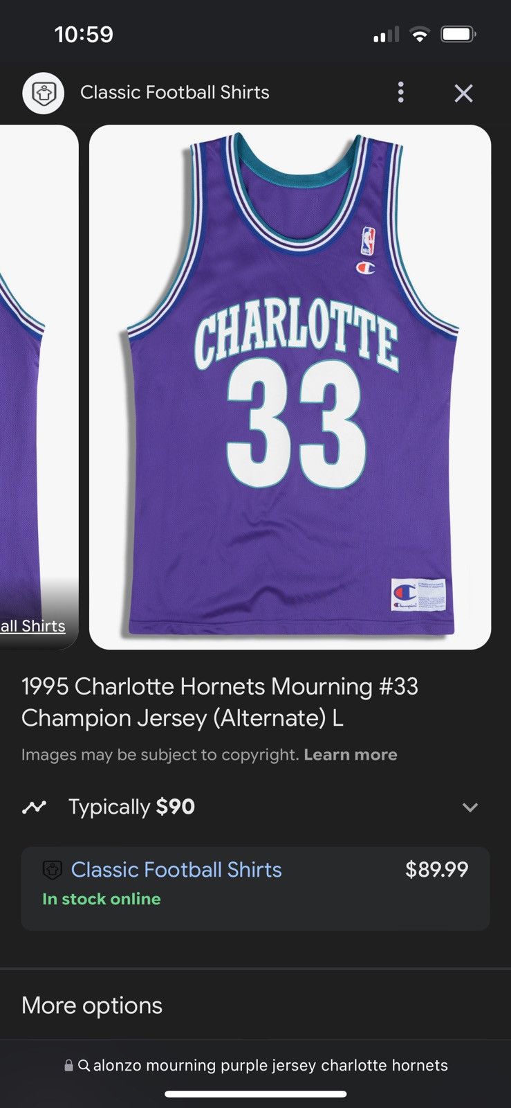 Champion × NBA Vintage Charlotte Hornets jersey -Alonzo Mourning Size US M / EU 48-50 / 2 - 3 Thumbnail