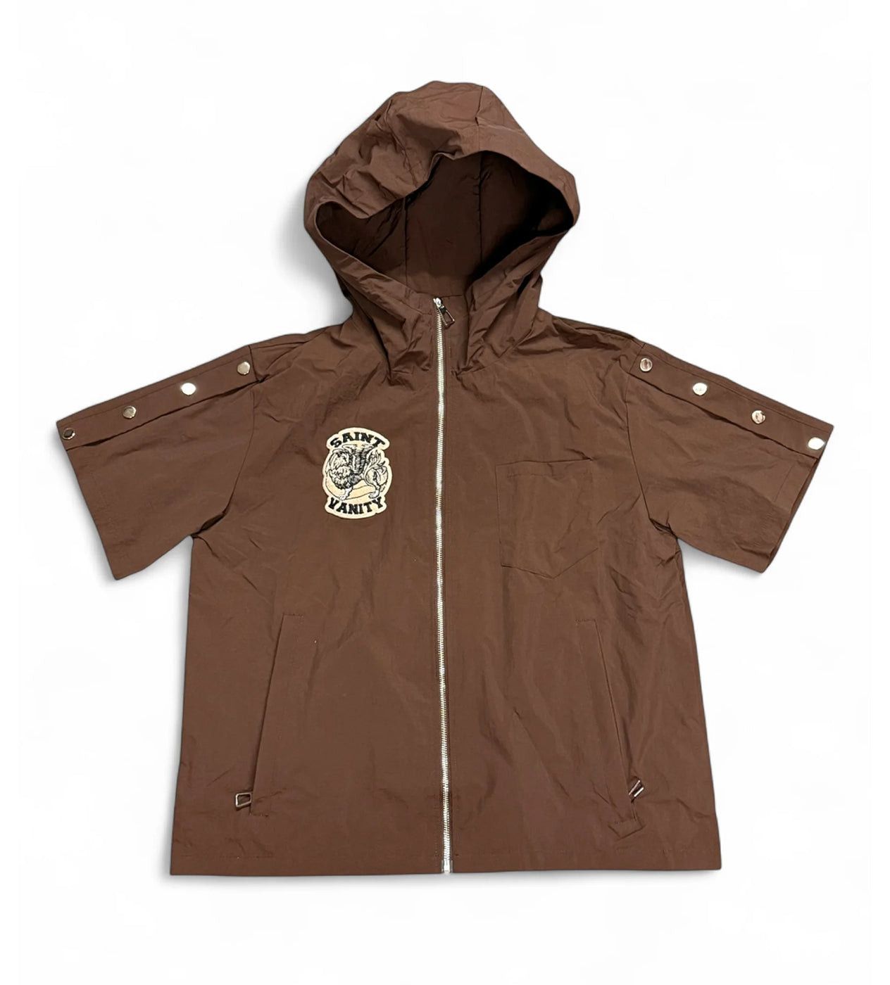 Saint Vanity Nylon Short Sleeve Zip Up Hoodie Brown Size US S / EU 44-46 / 1 - 1 Preview