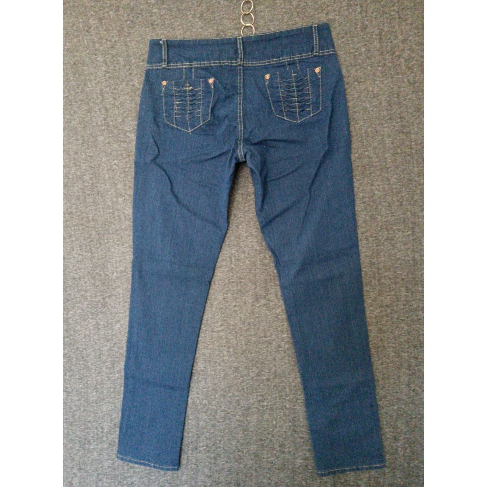 Vintage Unbranded Jeans Woman 3 Button Closure Medium Wash Skinny Blue 19/20 5-Pocket Design Denim Cotton Blend Stretch Slim Plus Jeans Kristen 90s Womens Size 40" / US 18 - 5 Thumbnail