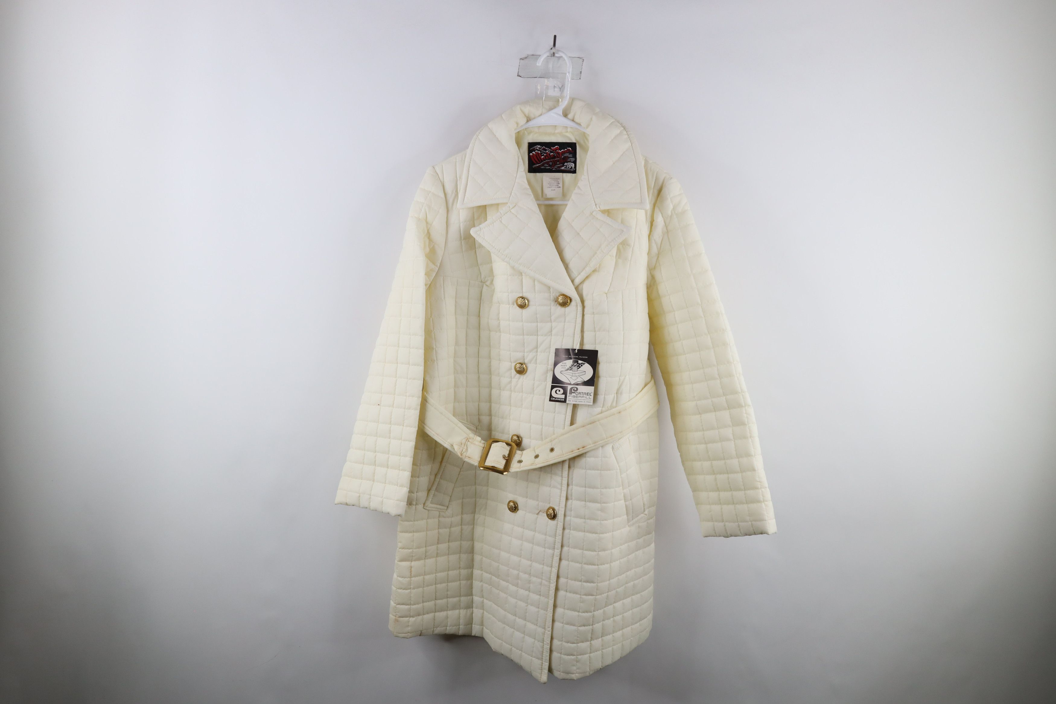 image of Nos Vintage 60S 70's Puffer Trench Coat Jacket Usa White, Women's (Size XS)