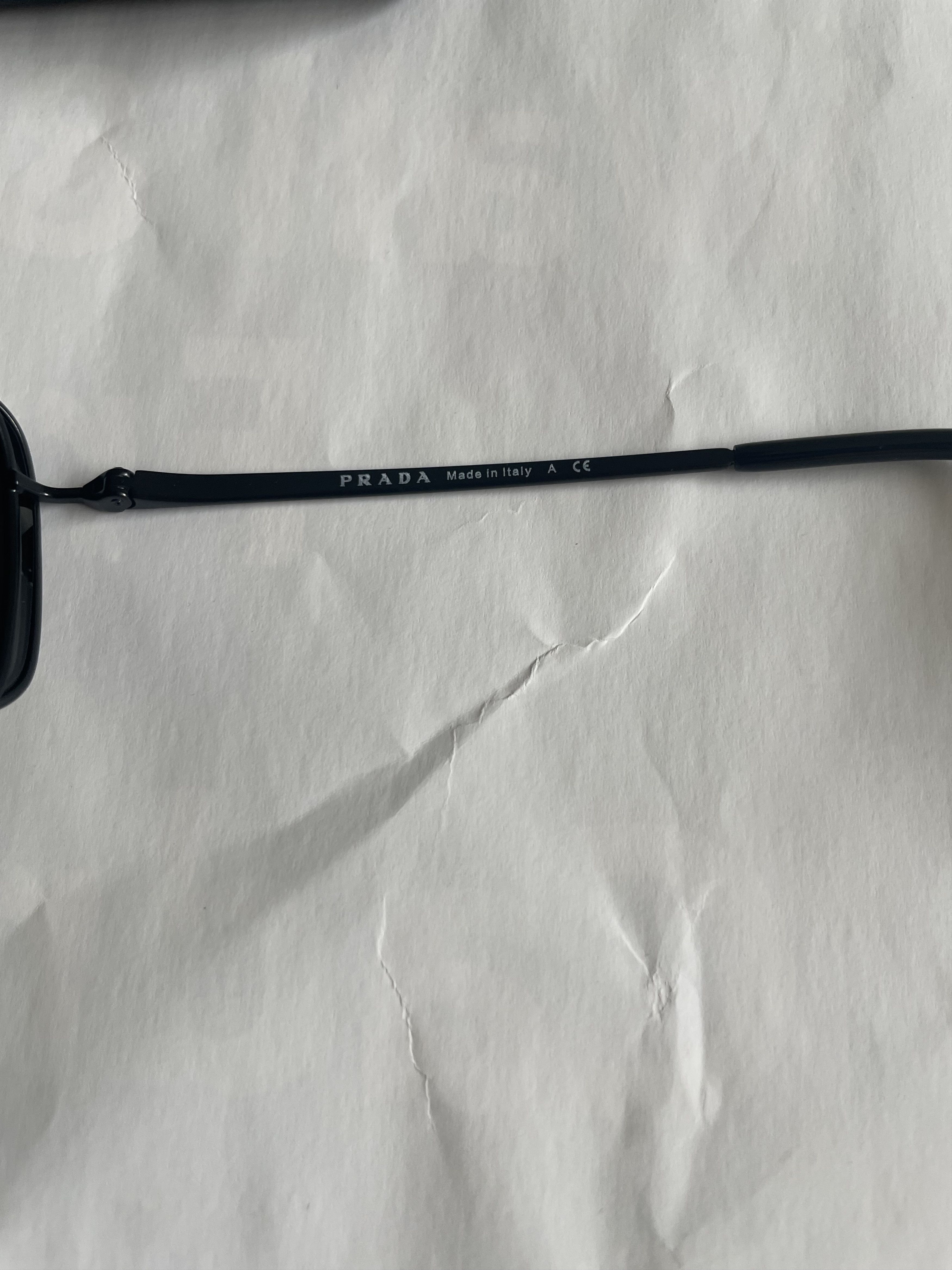 Prada Prada SPR 64V 1BO-1A1 Rectangular Black/Gray Lens Sunglasses Size ONE SIZE - 8 Thumbnail