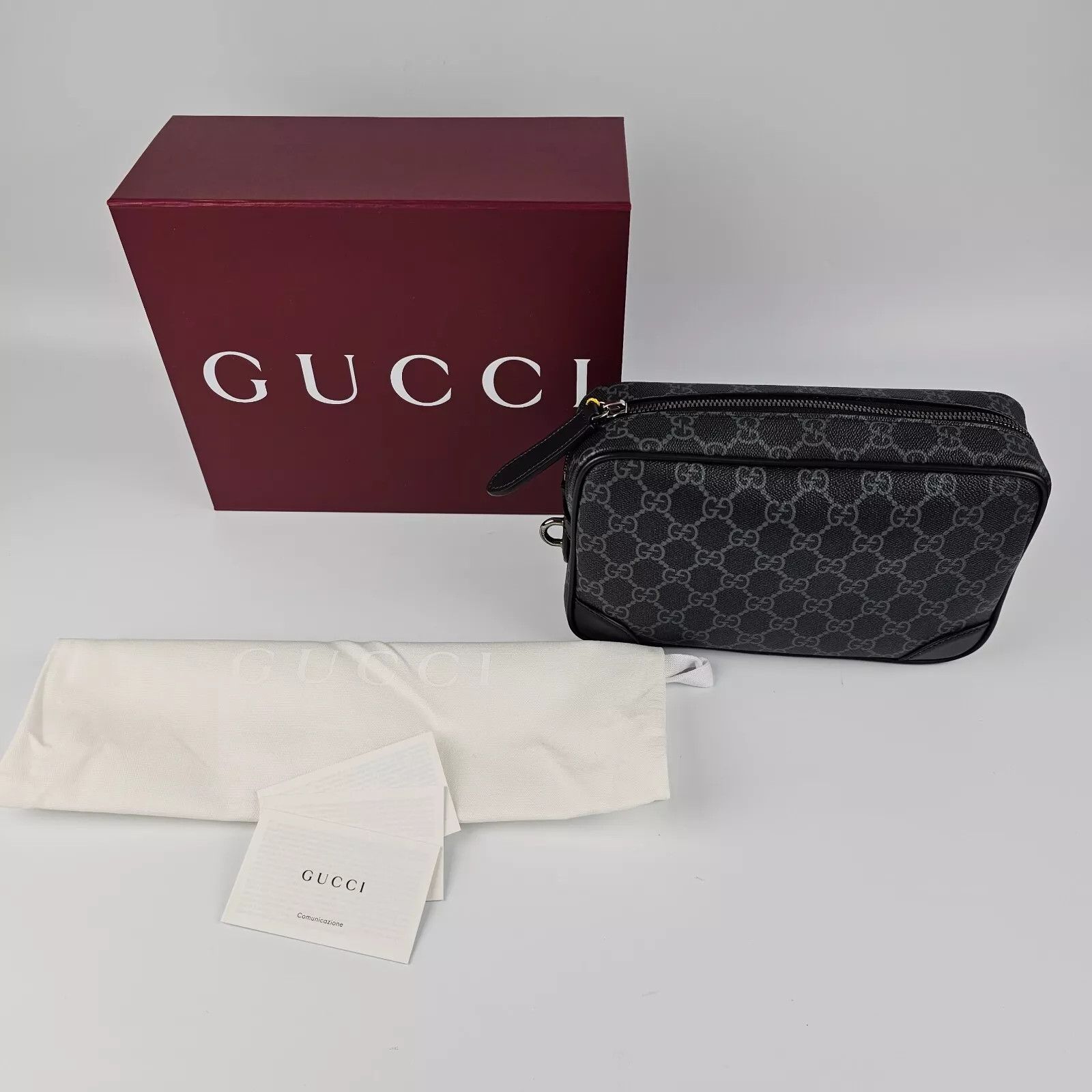 Gucci GUCCI GG Emblem Small Black Fabric Toiletry Case Size ONE SIZE - 2 Thumbnail