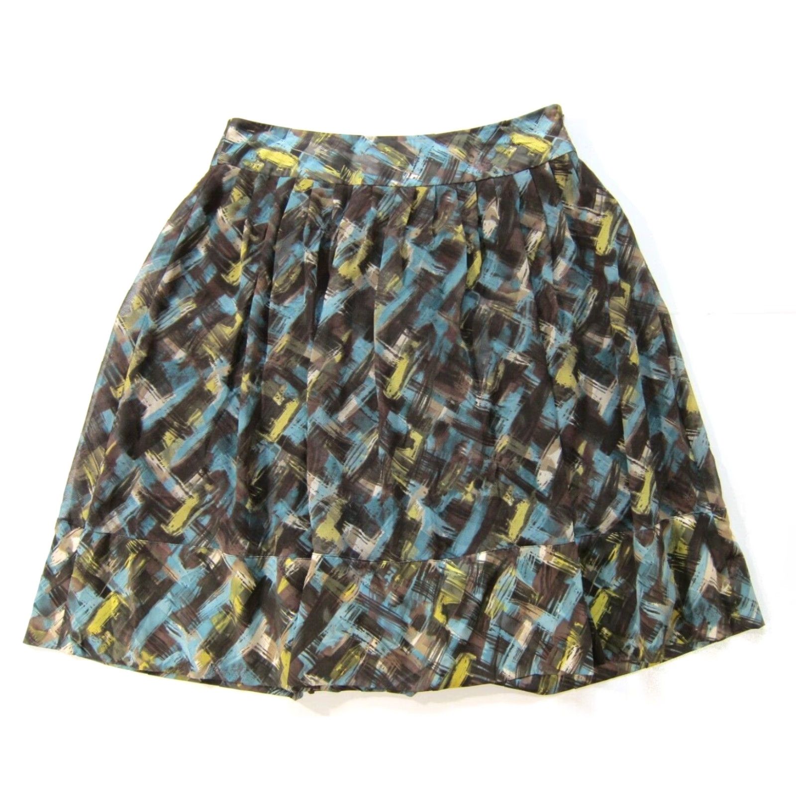 Vintage Tapemeasure Anthropologie Blue Green Abstract Pleated A-Line Skirt Women 8 Size 30" / US 8 / IT 44 - 2 Thumbnail