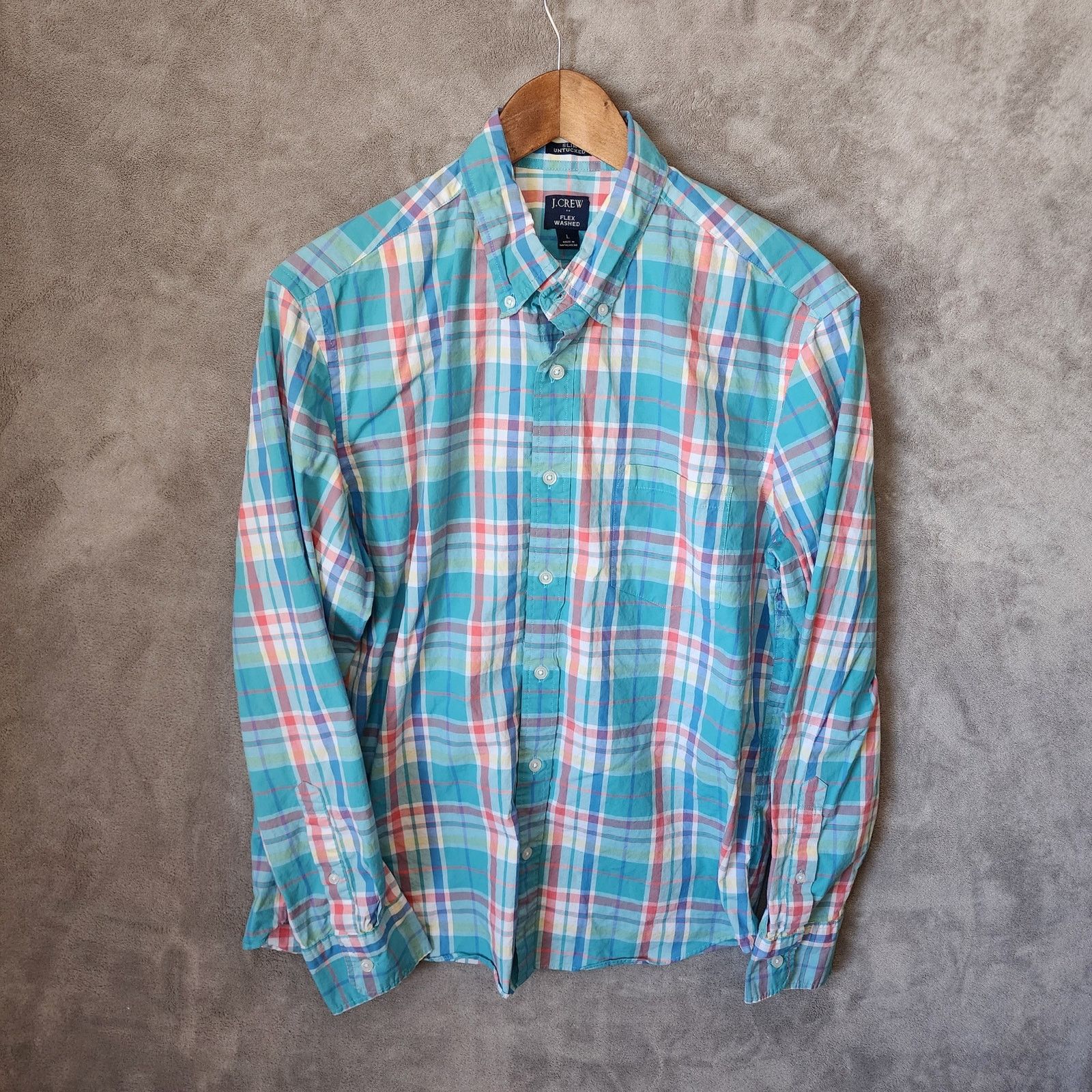 J.Crew J.Crew Flex Slim Fit Plaid Shirt Large Blue Pink White Size US L / EU 52-54 / 3 - 1 Thumbnail