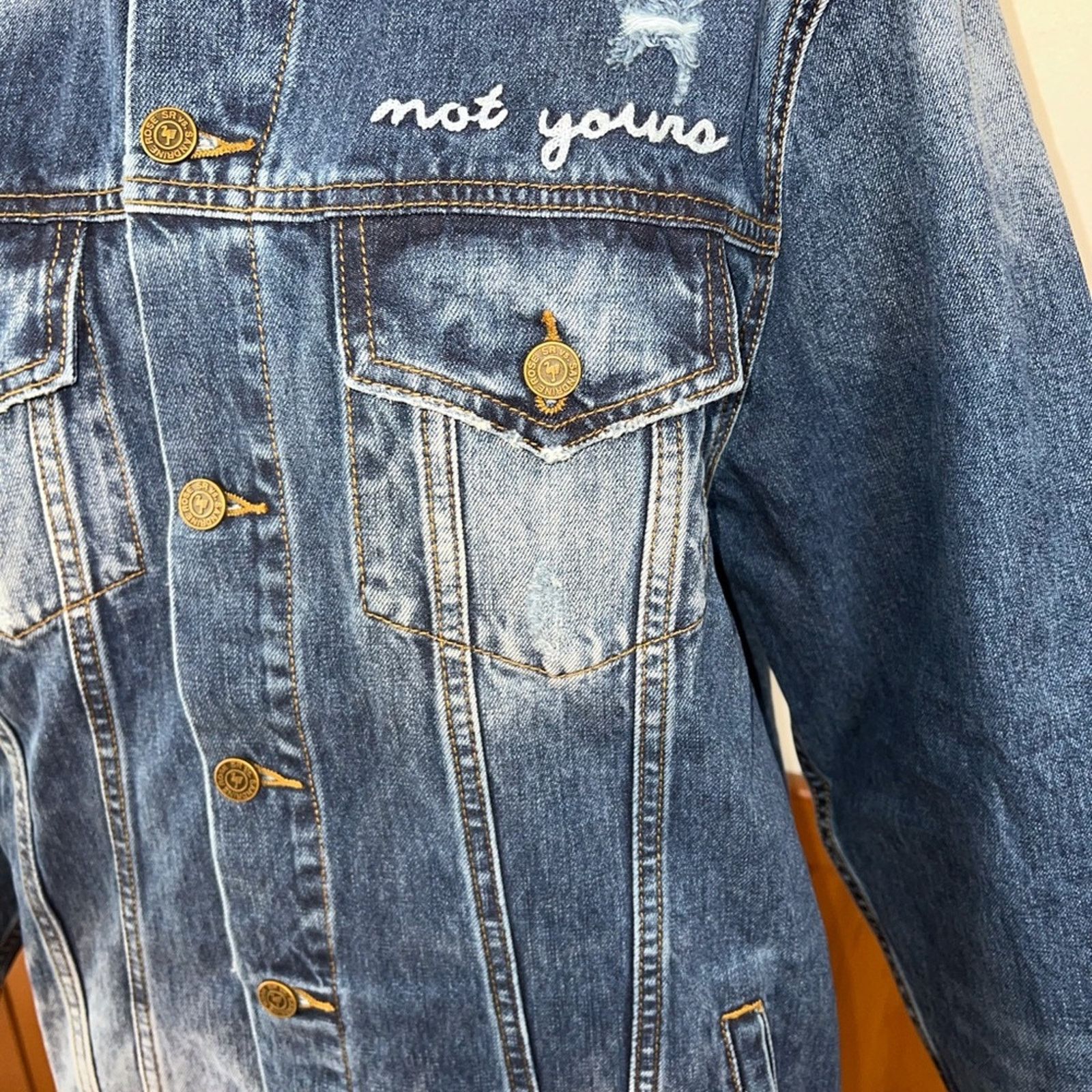 Free People Funky New Free People x Sandrine Rose L’artiste Denim Jacket Size M / US 6-8 / IT 42-44 - 2 Thumbnail