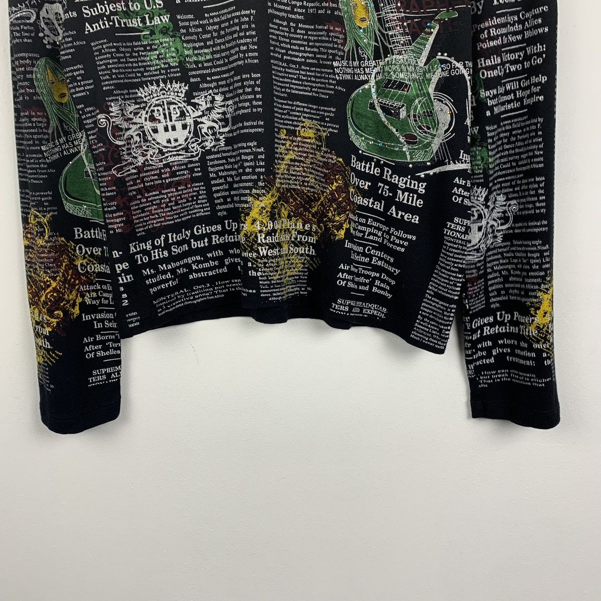 John Galliano Gazette News Paper Long Sleeve T-Shirt Black