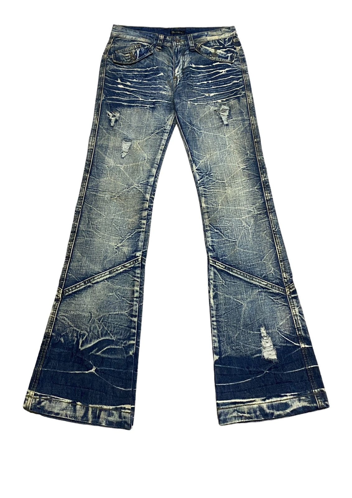If Six Was Nine Rare Design Vintage Brand Black Crown Flared Jeans 1990s Size US 32 / EU 48 - 1 Thumbnail