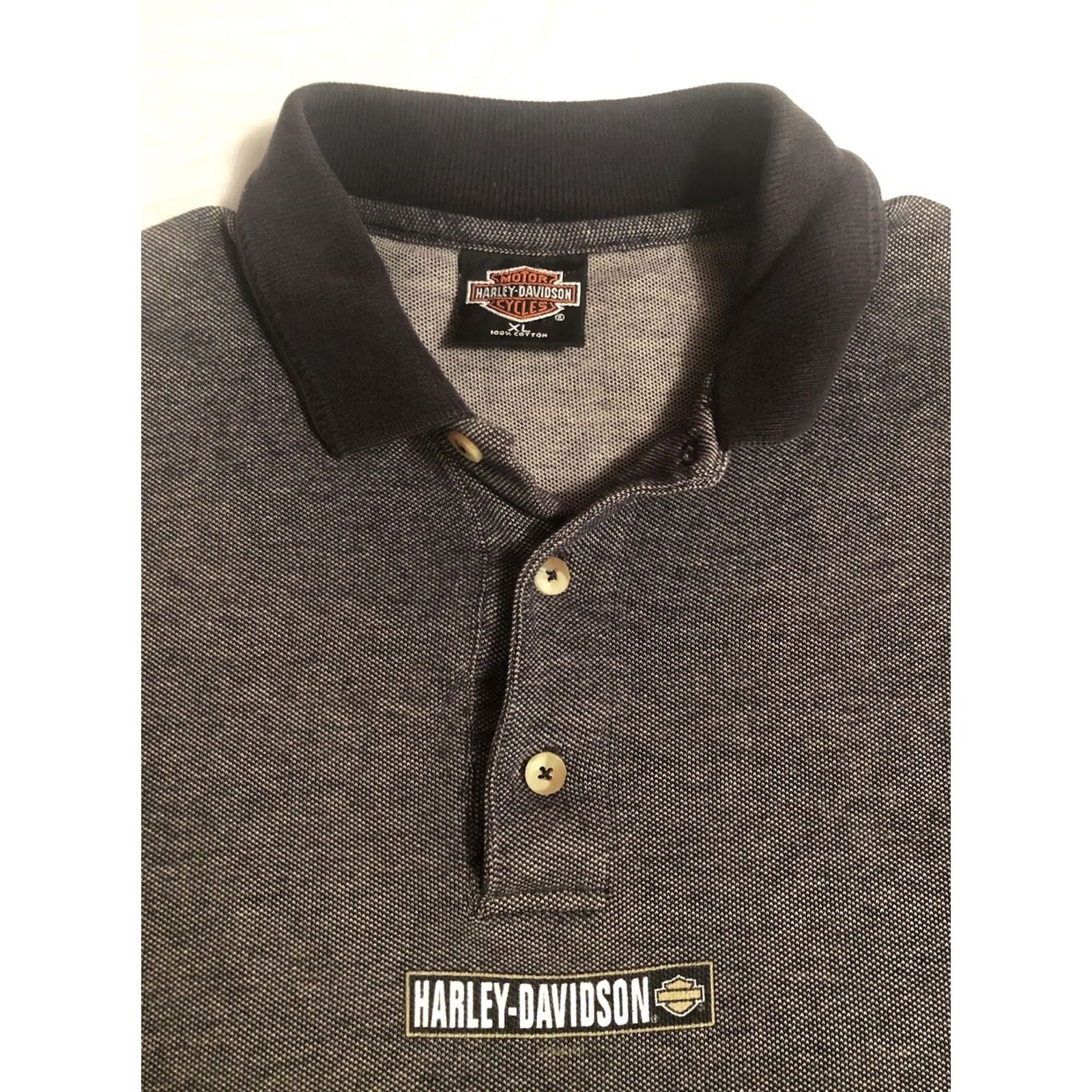 Harley Davidson Harley-Davidson Polo Shirt XL Black Short Sleeve USA Made 90s Y2K Vintage FLAWED Men Shirts Size US XL / EU 56 / 4 - 6 Thumbnail