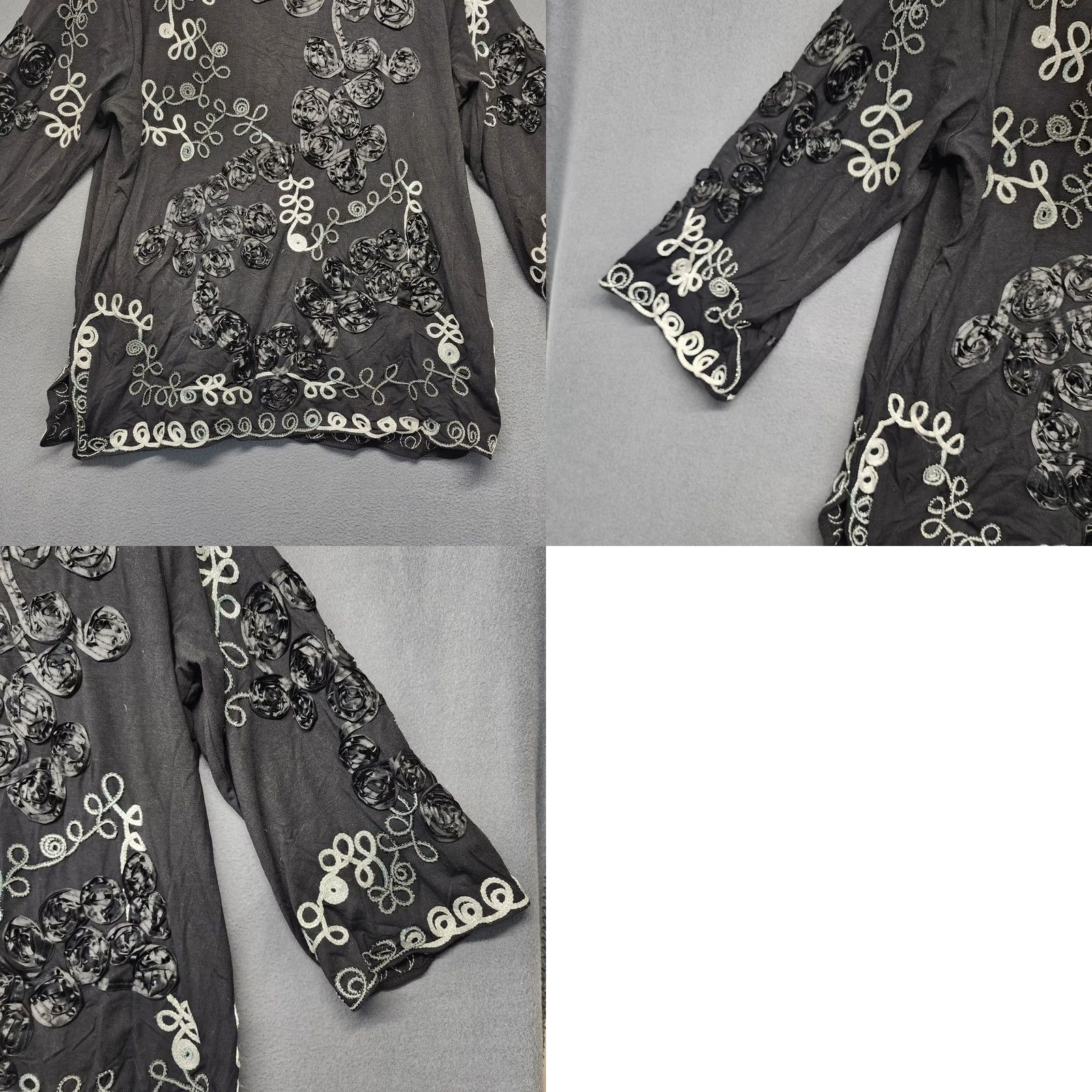 Vintage VINTAGE Once Again Top Women 1X Black Embroidered Embellished Floral Tunic Artsy Blouse V-Neck Pullover Women 1X Mens? Size XL / US 12-14 / IT 48-50 - 9 Thumbnail