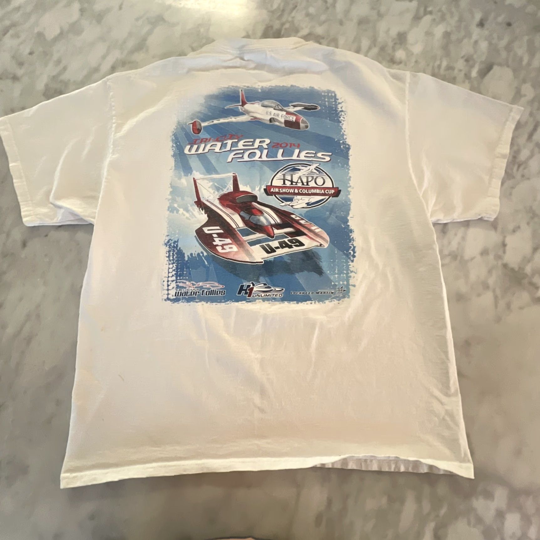 Port & Company VINTAGE Port & Company T-Shirt Main Selling Point: Hapo Air Show & Columbia Cup XL White Men Shirt XL Size US XL / EU 56 / 4 - 5 Thumbnail