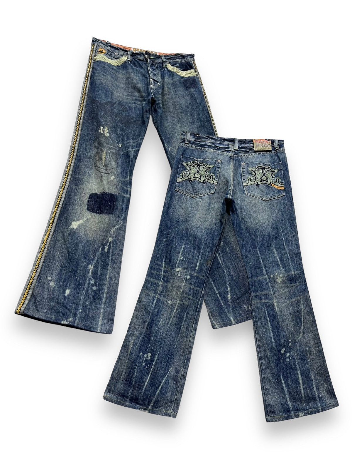 Parasuco PUNK FLARE🔥PARASUCO DENIM LEGEND Distressed Tribal Jeans💥 Size US 33 - 2 Thumbnail