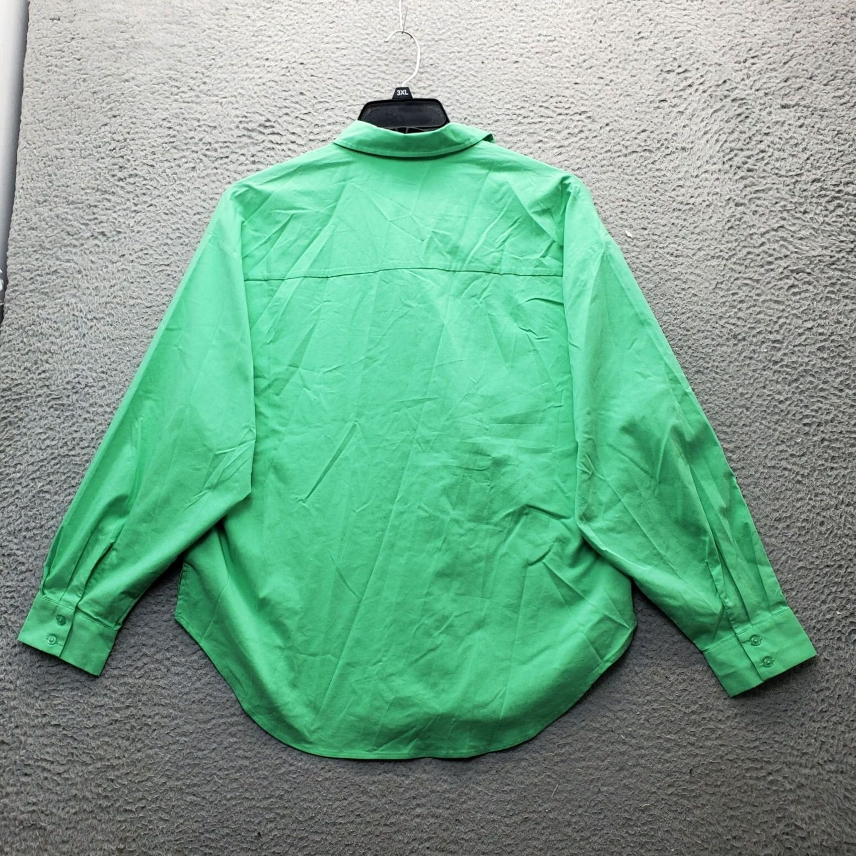 Express Express Button-Up Shirt Womens M Green Solid Collared High Low Slit Shirt Size M / US 6-8 / IT 42-44 - 2 Thumbnail