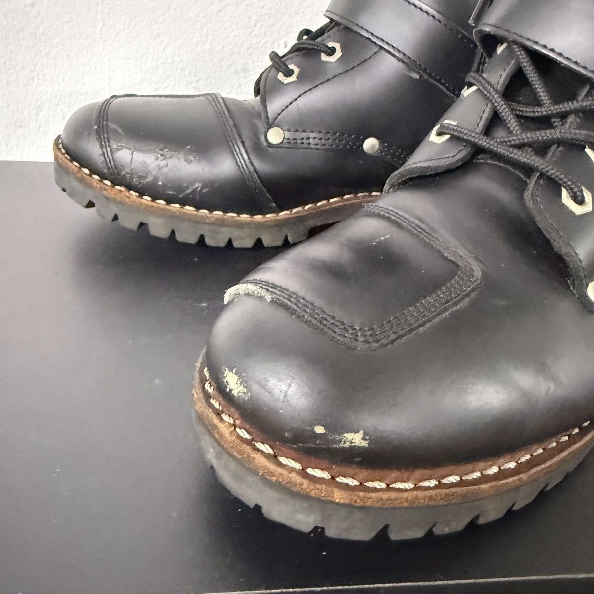 Dirk Bikkembergs Avirex Yamato Slang Belted Leather Combat Biker Boots Size US 7 / EU 40 - 6 Thumbnail