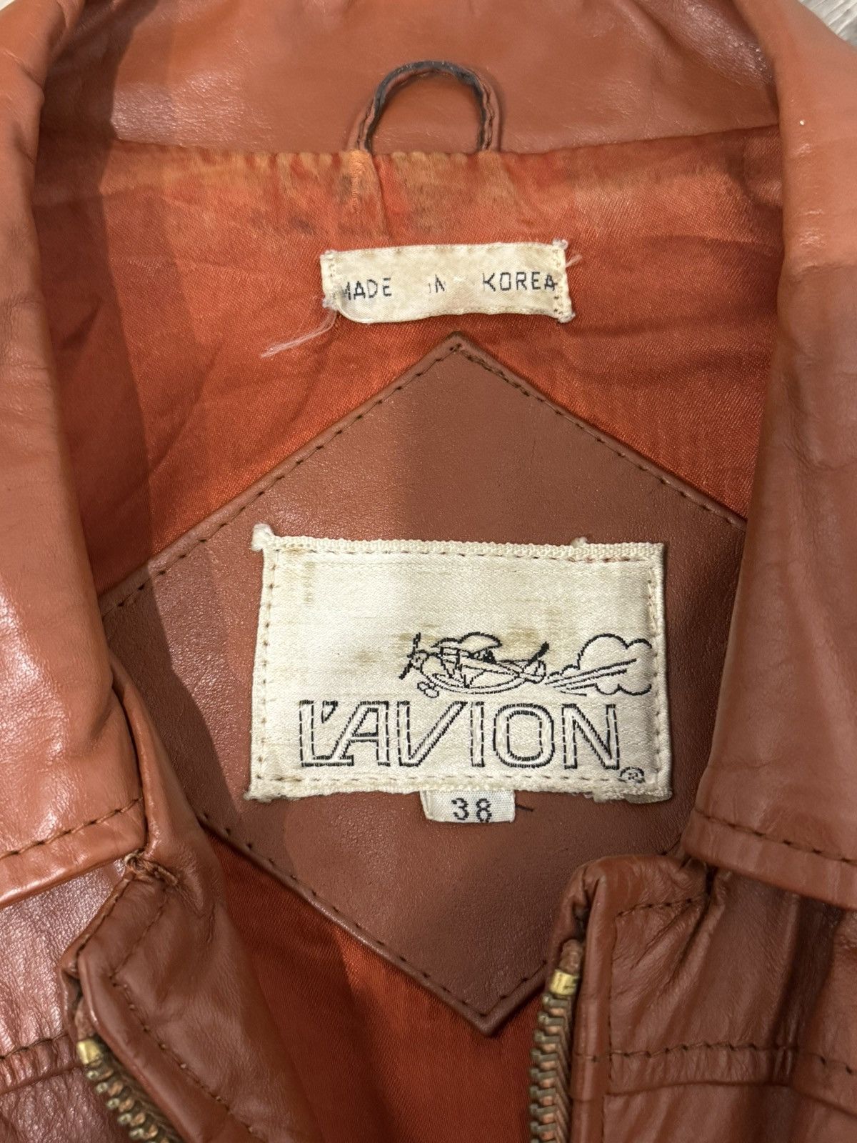 Vintage 70s RED 100% LEATHER JACKET SMALL W/ SATIN LINING KOREAN Size US S / EU 44-46 / 1 - 3 Thumbnail