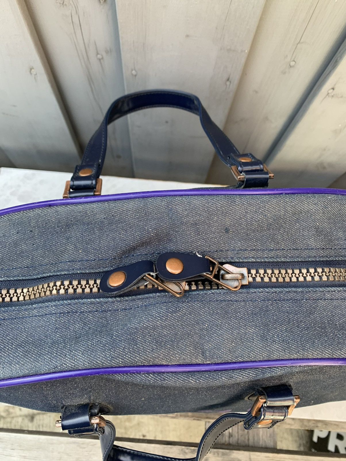 Vintage × Von Dutch Vintage Von Dutch Kustom Denim Bag Bowling Duffle Purse Tote Size ONE SIZE - 7 Thumbnail