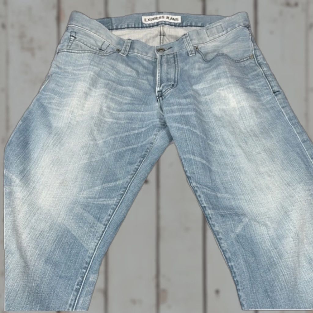 Express Express ROCCO Slim Fit Straight Jeans Men’s 34x34 Cotton Light Blue Denim 34 90s City USA Mens Regular Jeans Size US 34 / EU 50 - 1 Thumbnail