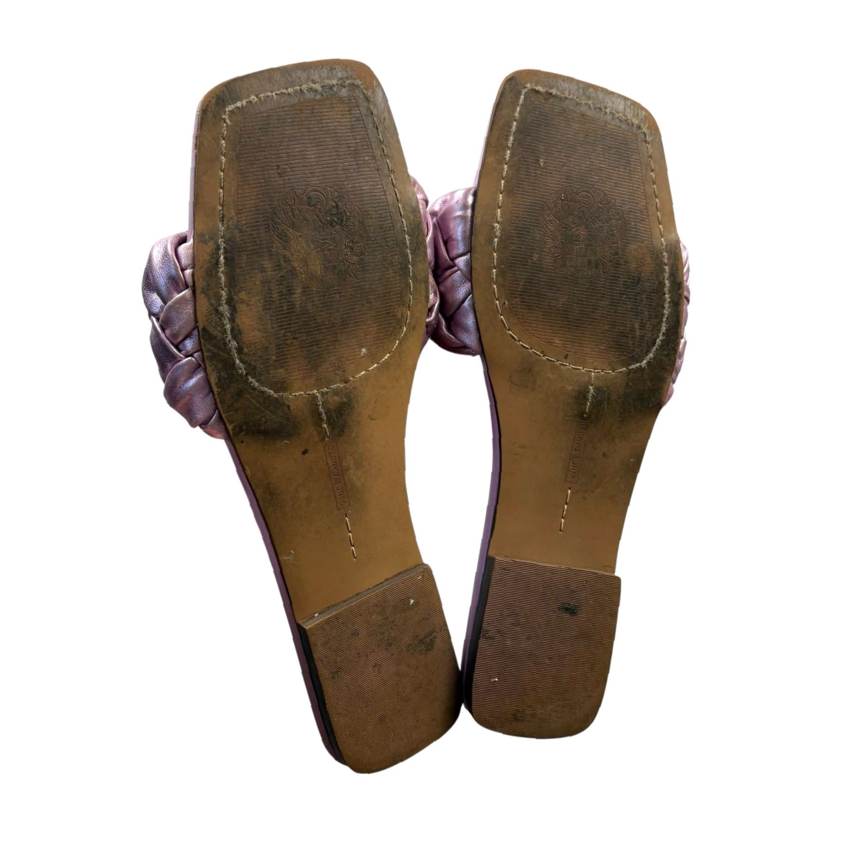 Vince Camuto Vince Camuto Antonni Metallic Purple Leather Braided Slide Sandals Womens 9.5 Purple Leather Sandals Flat Spring Summer Shoes Size US 10 / IT 40 - 4 Thumbnail
