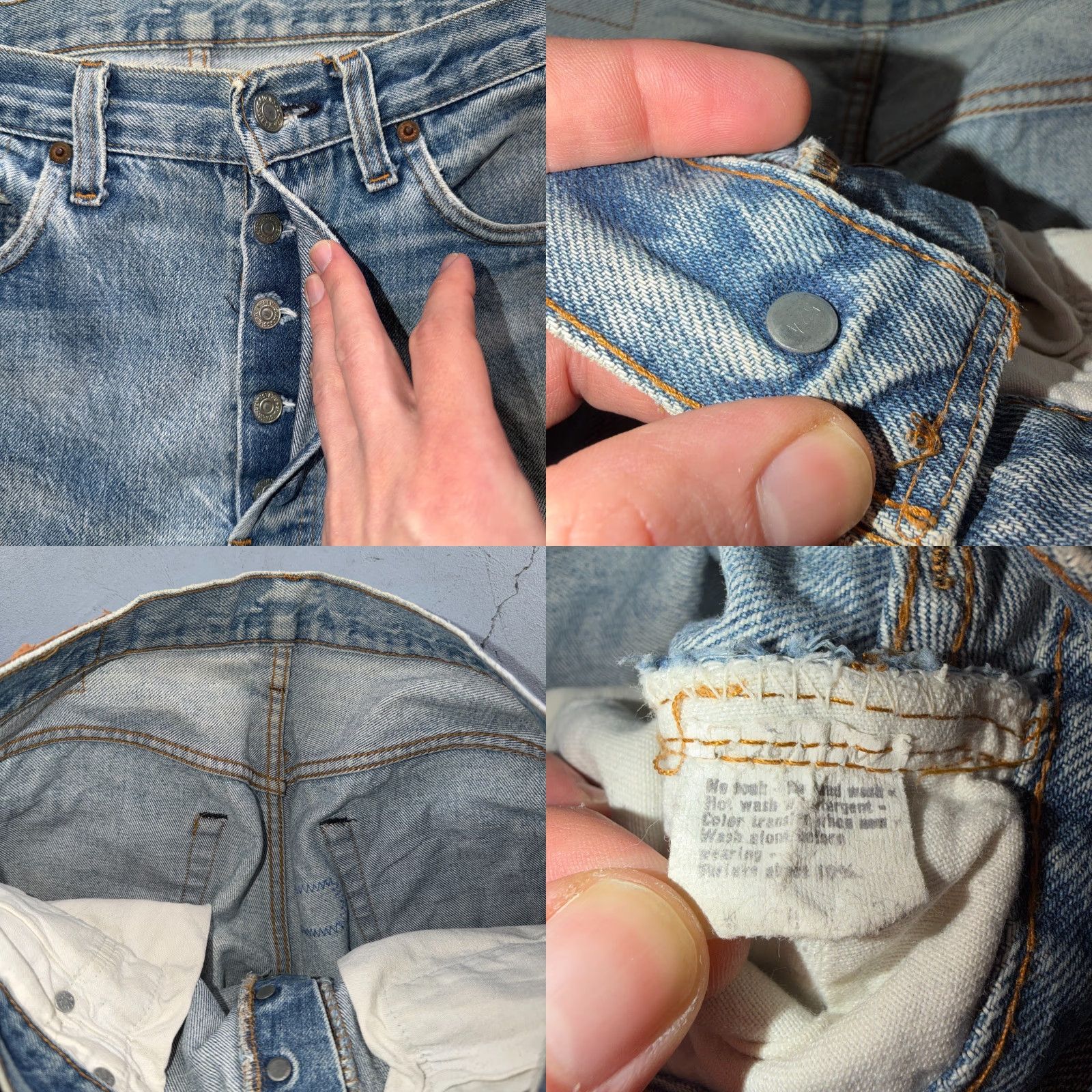 Levi's Levis 501 Vintage 80s Redline Selvedge Jeans Light Wash 34x32 30x? USA XX Button Fly Men Regular Denim Cotton Size US 34 / EU 50 - 9 Thumbnail