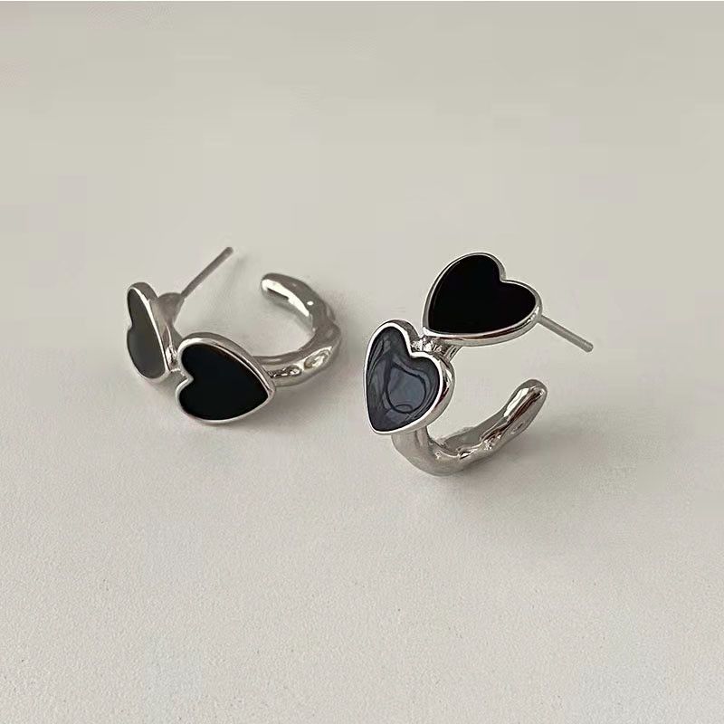 Jewelry Heart Modern Earrings One Pairs Chrome Jewelry Size ONE SIZE - 6 Thumbnail