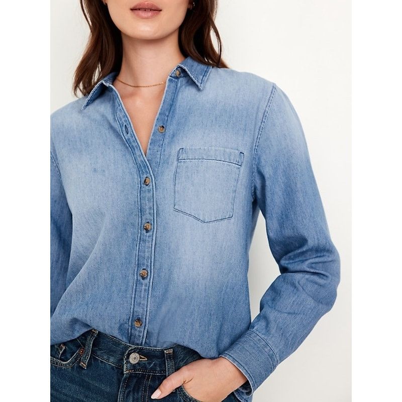 Old Navy NWT Old Navy Oversized Denim Boyfriend Shirt Med Tall Size M / US 6-8 / IT 42-44 - 3 Thumbnail