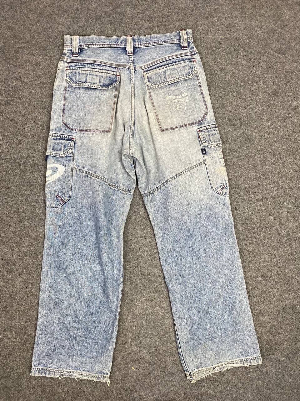 image of Jnco x Wu Wear Vintage Piko Baggy Cargo Denim Nice Design in Light Blue, Men's (Size 32)