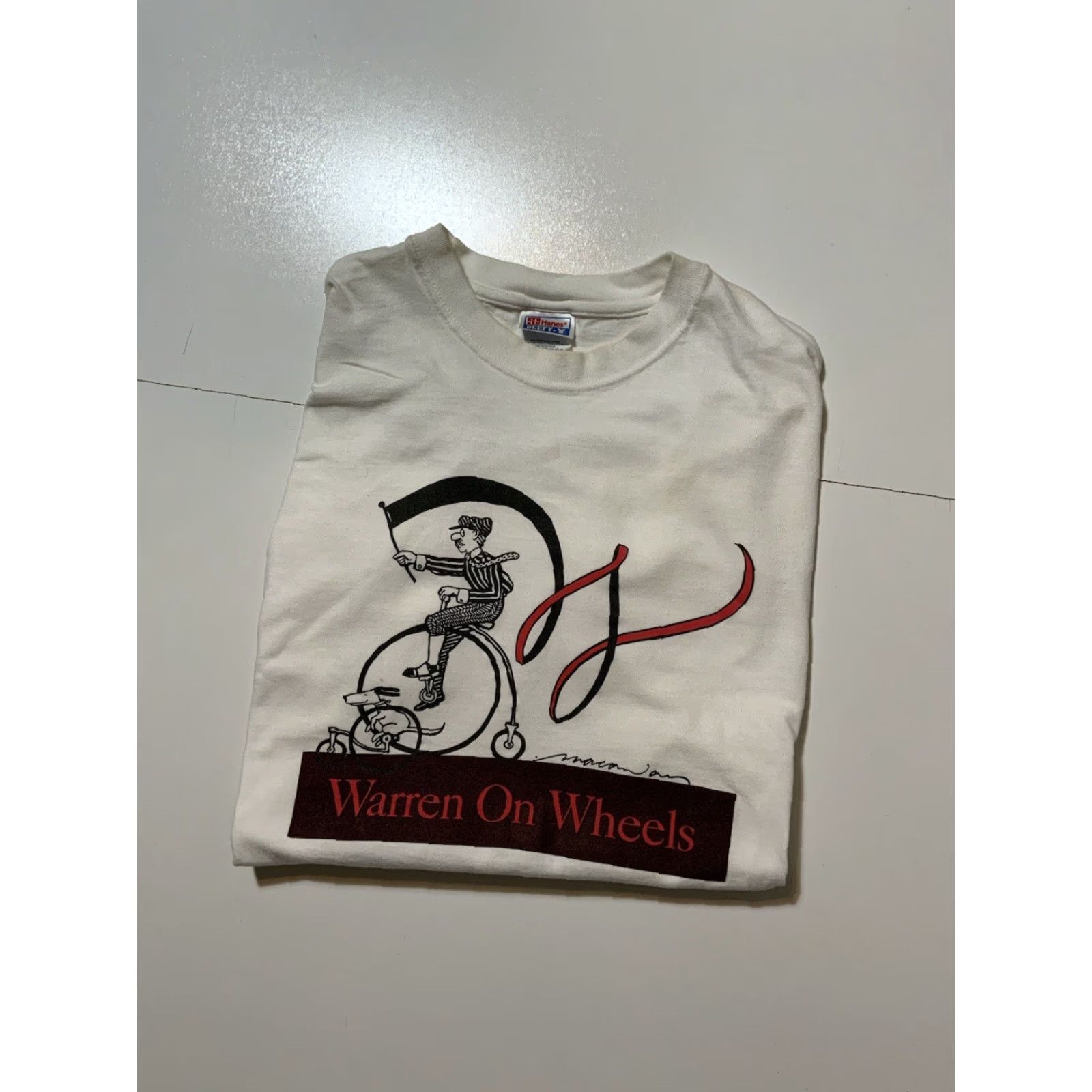 Hanes VINTAGE Hanes Beefy-T Warren On Wheels Unicycle Bicycle Dog Graphic T-Shirt Sz.L Men White Size US L / EU 52-54 / 3 - 2 Thumbnail