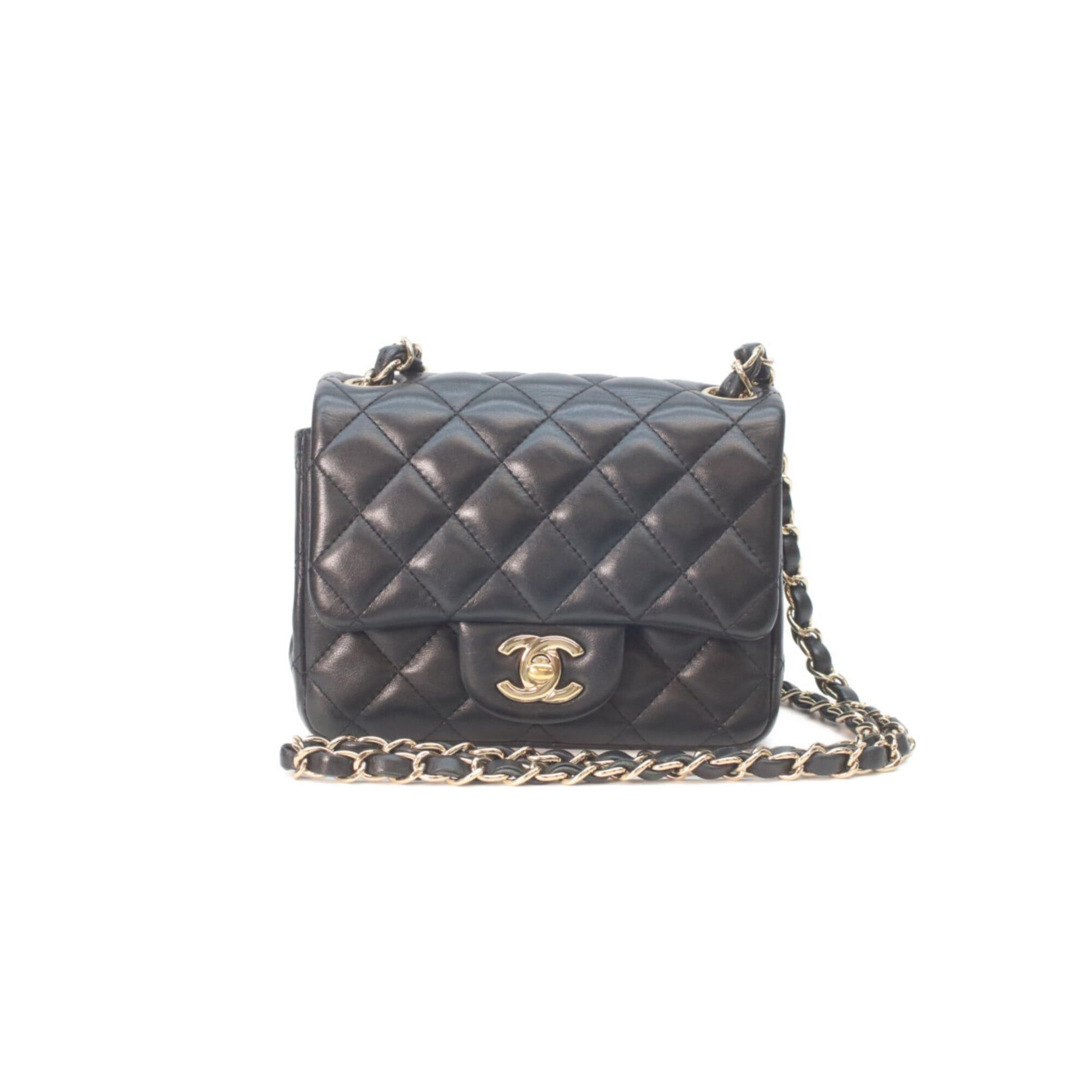 Chanel CHANEL A35200 Black Lambskin Mini Matelassé 17 Shoulder Bag with Gold Hardware - Women's Size ONE SIZE - 1 Thumbnail