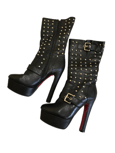 Christian Louboutin Black Studded Ankle Boots