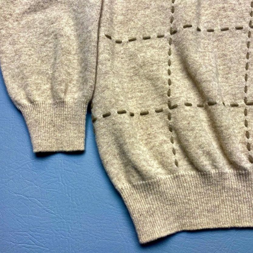 Vintage VINTAGE Gatto Knit Sweater Mens XL Lambswool Blend Tan Brown Squares Crew Neck 8152 Size US XL / EU 56 / 4 - 3 Thumbnail