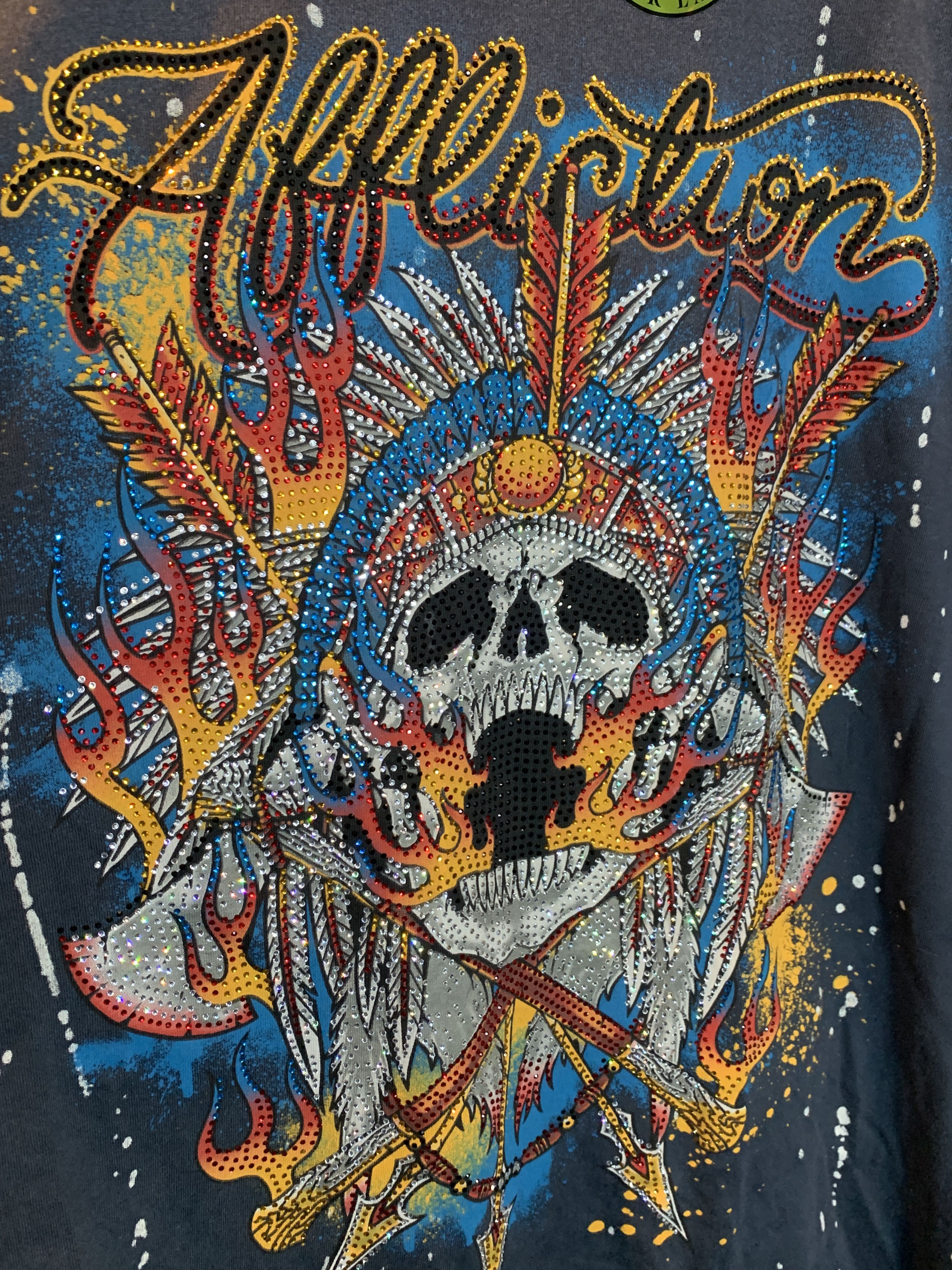 Affliction RARE* New Affliction Black Label Rhinestone Distressed Shirt Size US XXL / EU 58 / 5 - 3 Thumbnail