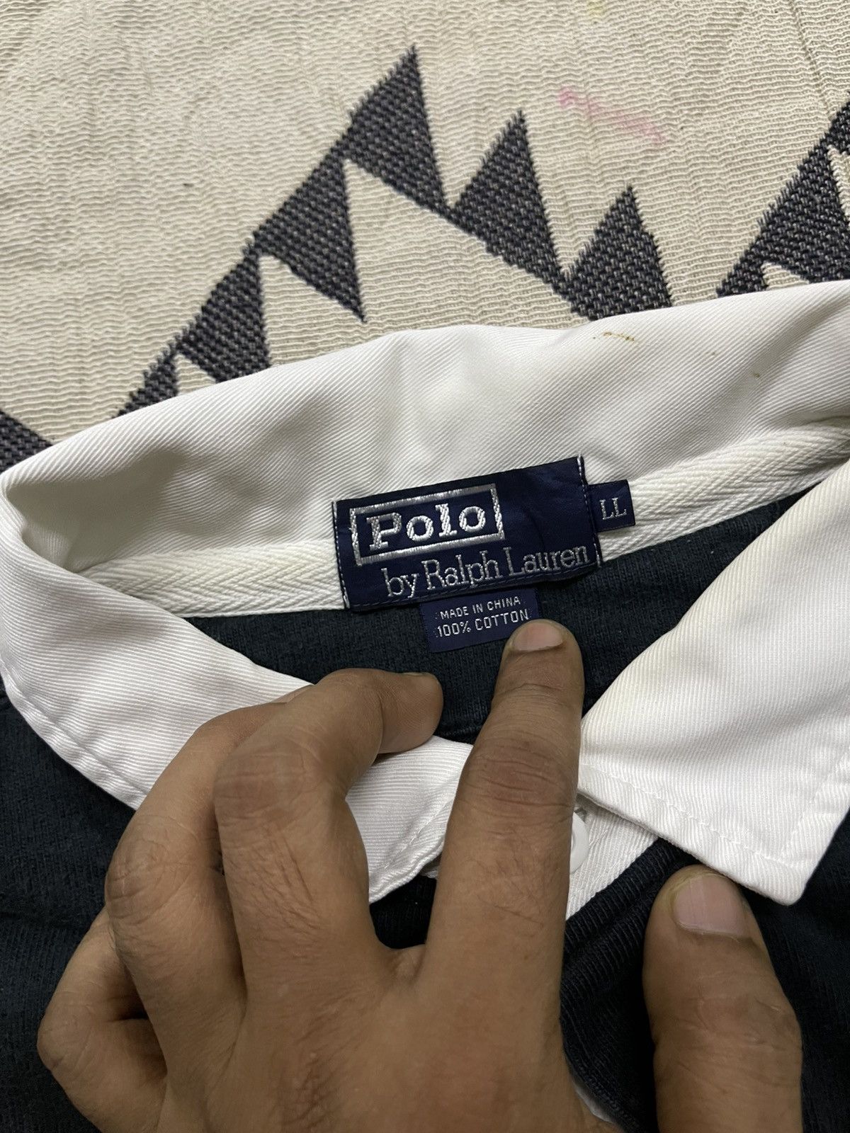 Polo Ralph Lauren 90s POLO RALPH LAUREN RUGBY NAVY GREEN FADED SHIRT Size US L / EU 52-54 / 3 - 8 Thumbnail