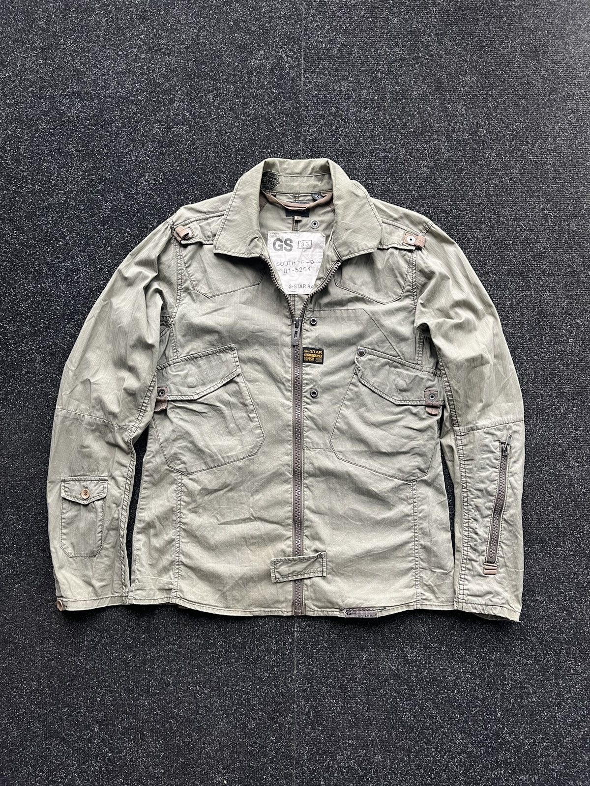 Pre-owned G Star Raw X Vintage G-star Multi Pocket Military Japan Archiv Y2k Jacket In Grey