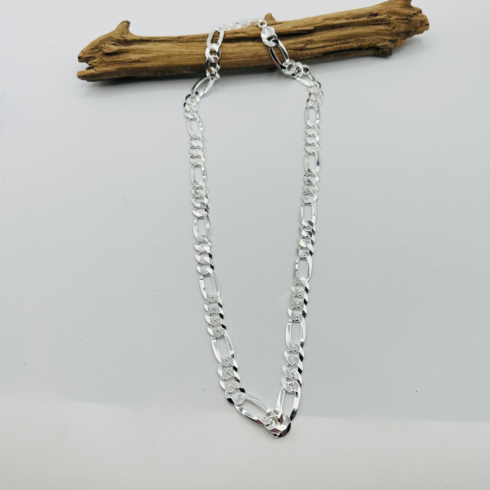 The Unbranded Brand Flat Figaro Sterling Silver Chain Size 28 - 1 Thumbnail