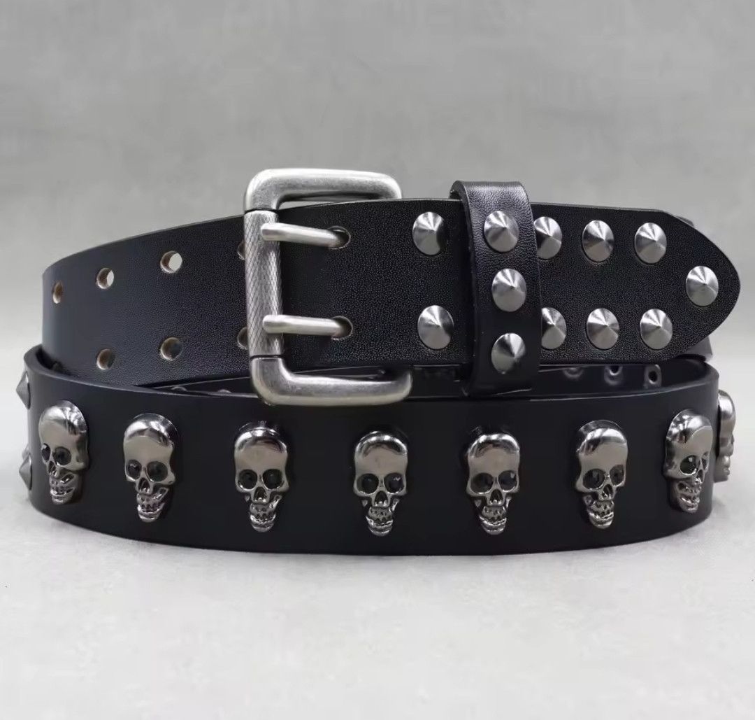 Japanese Brand Rivet Skull Studded Belt Gothic Street Wear 34-38 Size 38 - 5 Thumbnail