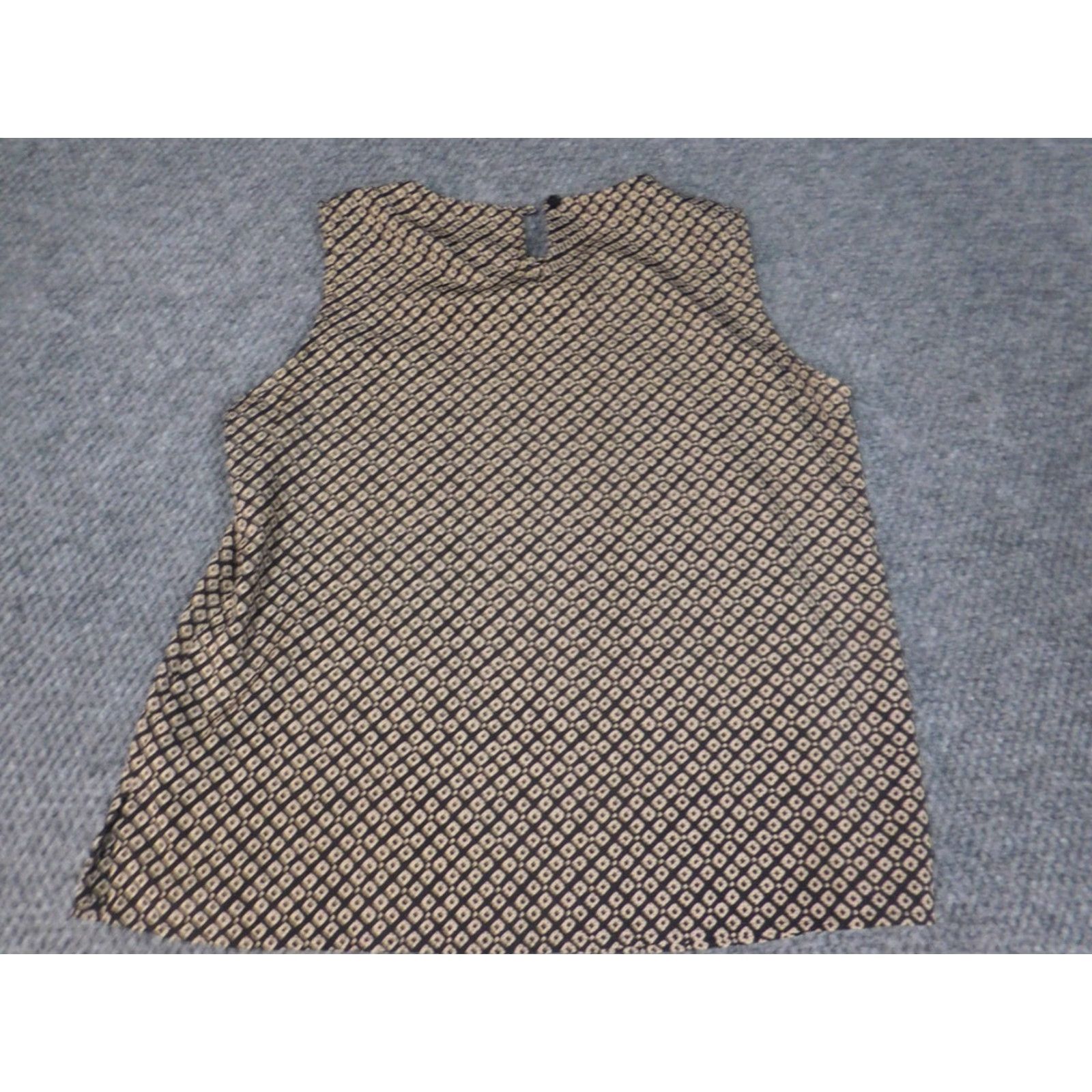 Vintage Notations Womens Blouse S Brown Casual Sleeveless Collared Pullover Button Rayon Polyester Lightweight Classic Striped Size S / US 4 / IT 40 - 6 Thumbnail