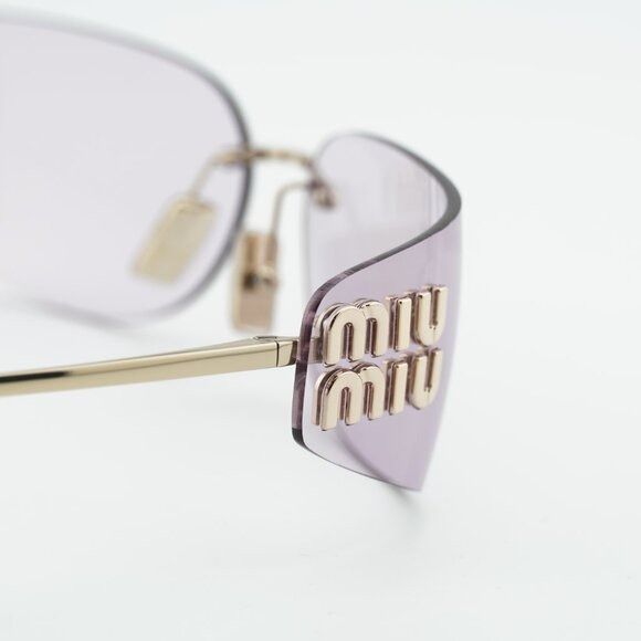 Miu Miu MUA51S ZVN90O Sunglasses Pale Gold Rectangle Frame  display picture 2