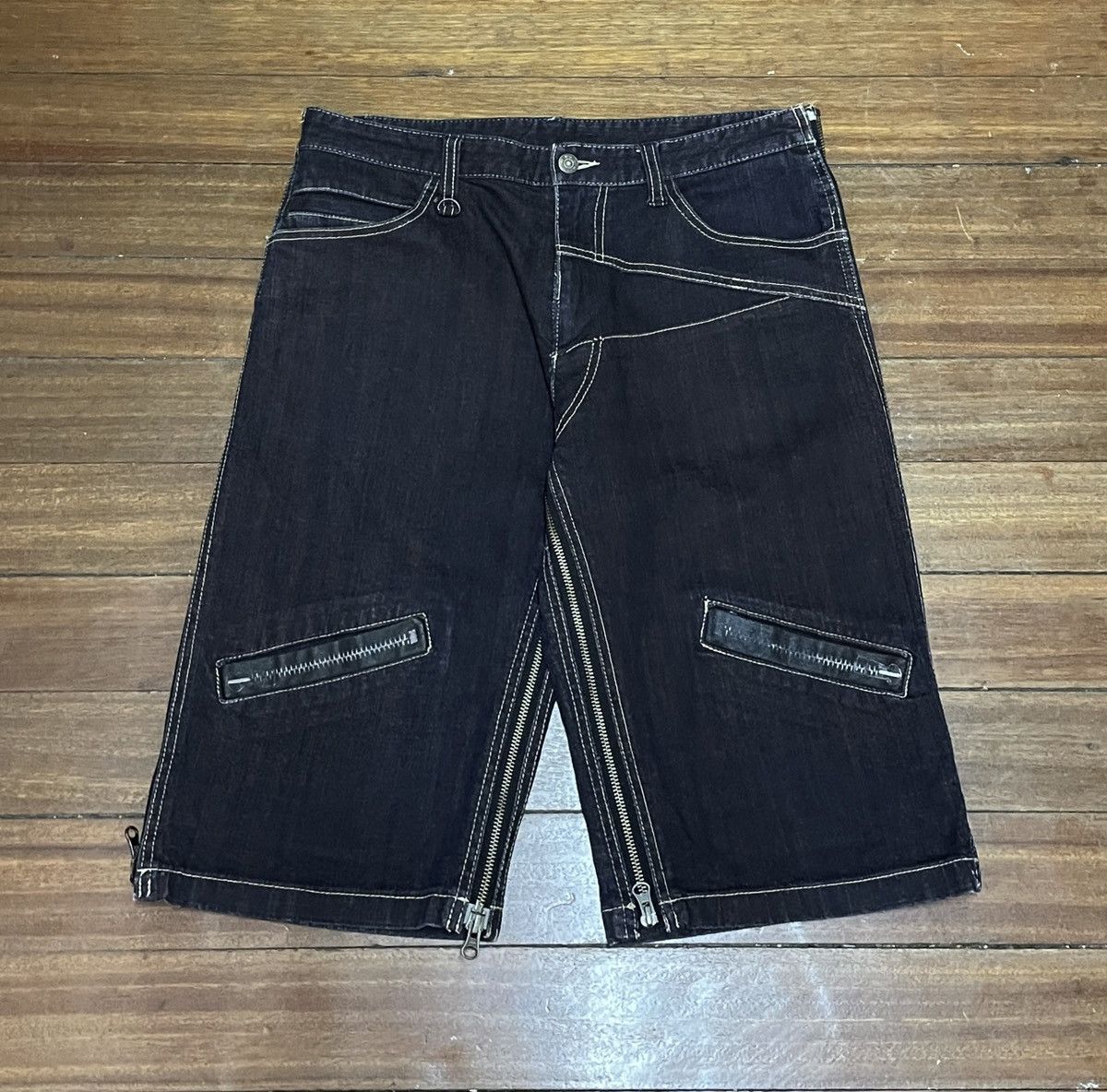 PPFM × Vintage Rare Design Vintage Brand PPFM Waxed Short Jeans 1990s Size US 33 - 1 Thumbnail