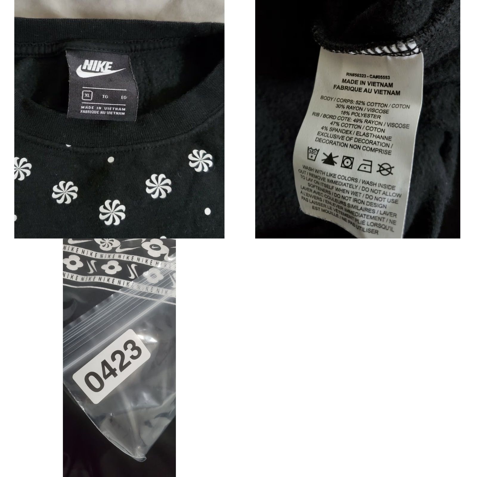 VINTAGE Nike Sweatshirt Crew Neck Sportswear Women’s Heritage Bandana Print Black XL