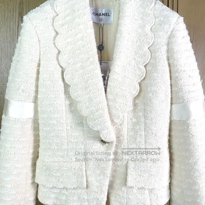 Chanel Chanel White Wool Blend Women's Jacket . Size M / US 6-8 / IT 42-44 - 3 Thumbnail