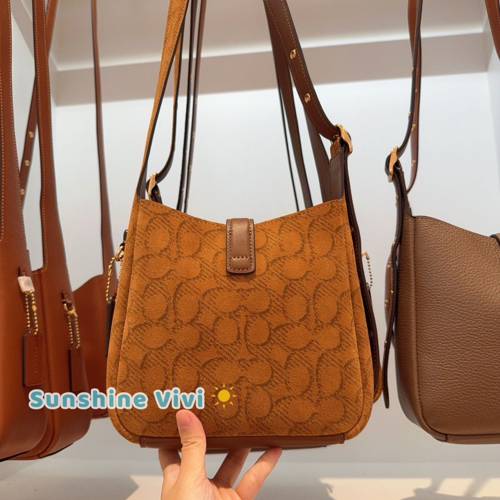 Coach NWT Coach Hadley Mini Crossbody Bag CCE16, suede/Im/Caramel Size ONE SIZE - 8 Thumbnail