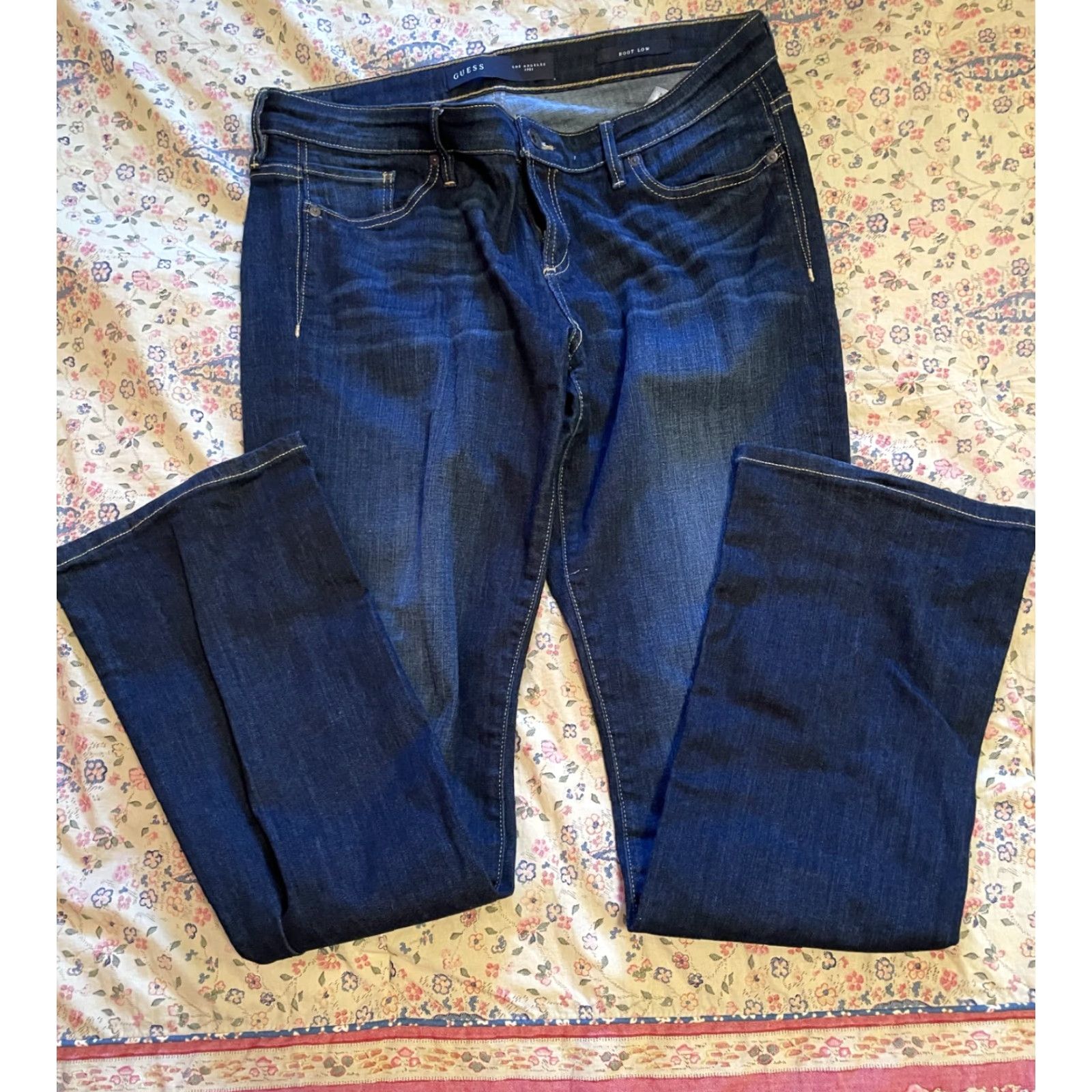 Guess GUESS Jeans Womens 31 Blue Dark Rinse Boot Cut Mid Rise Denim Stretch Jeans Womens Size 24" / US 00 / IT 34 - 7 Thumbnail