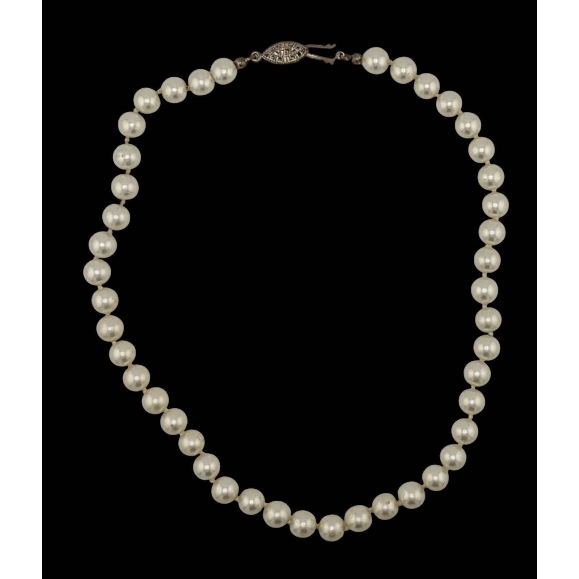Other Vintage Hand Knotted White Faux Pearl Beaded Necklace Size ONE SIZE - 2 Thumbnail